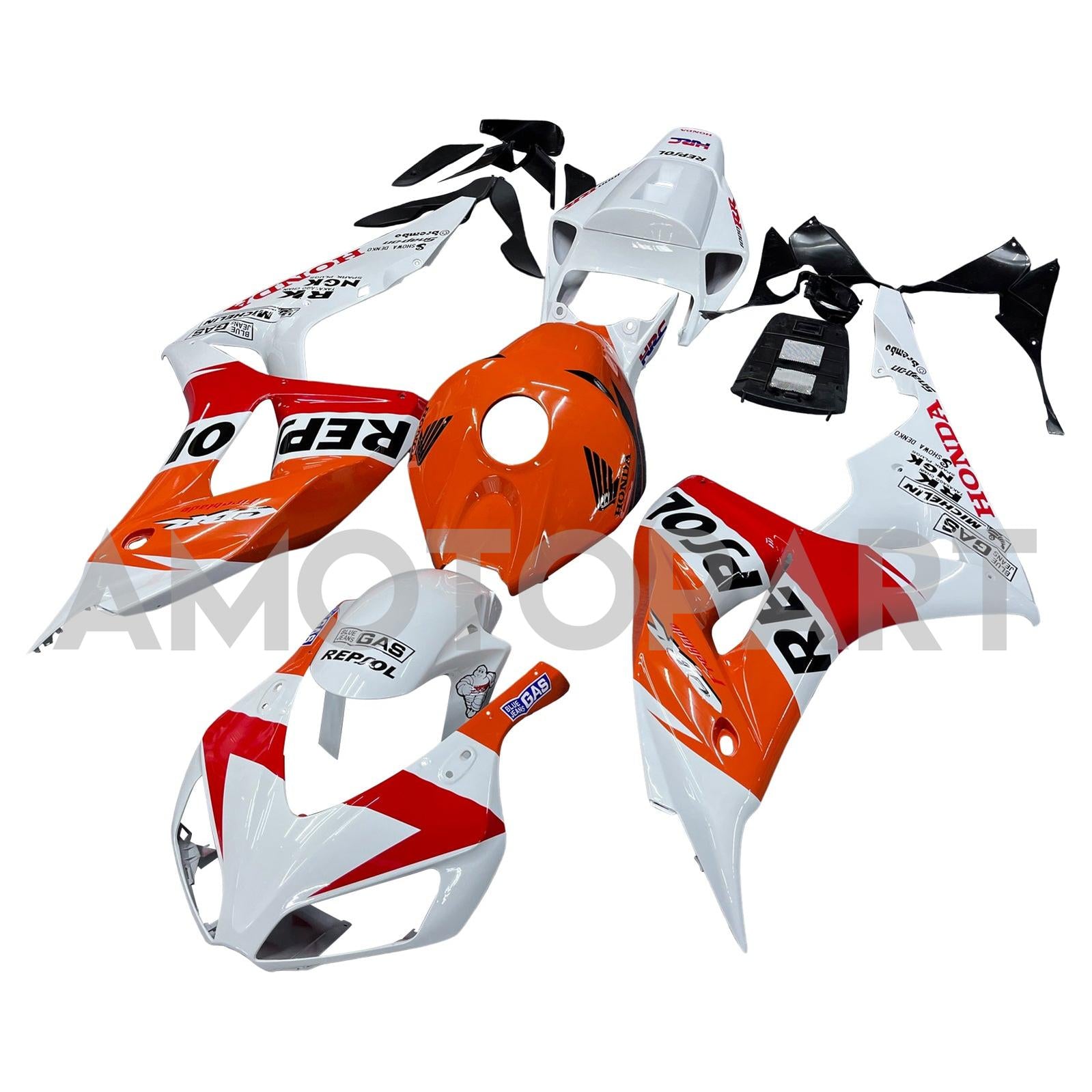 Amotopart Honda CBR1000RR 2006-2007 Kit de carenado Repsol Racing blanco naranja
