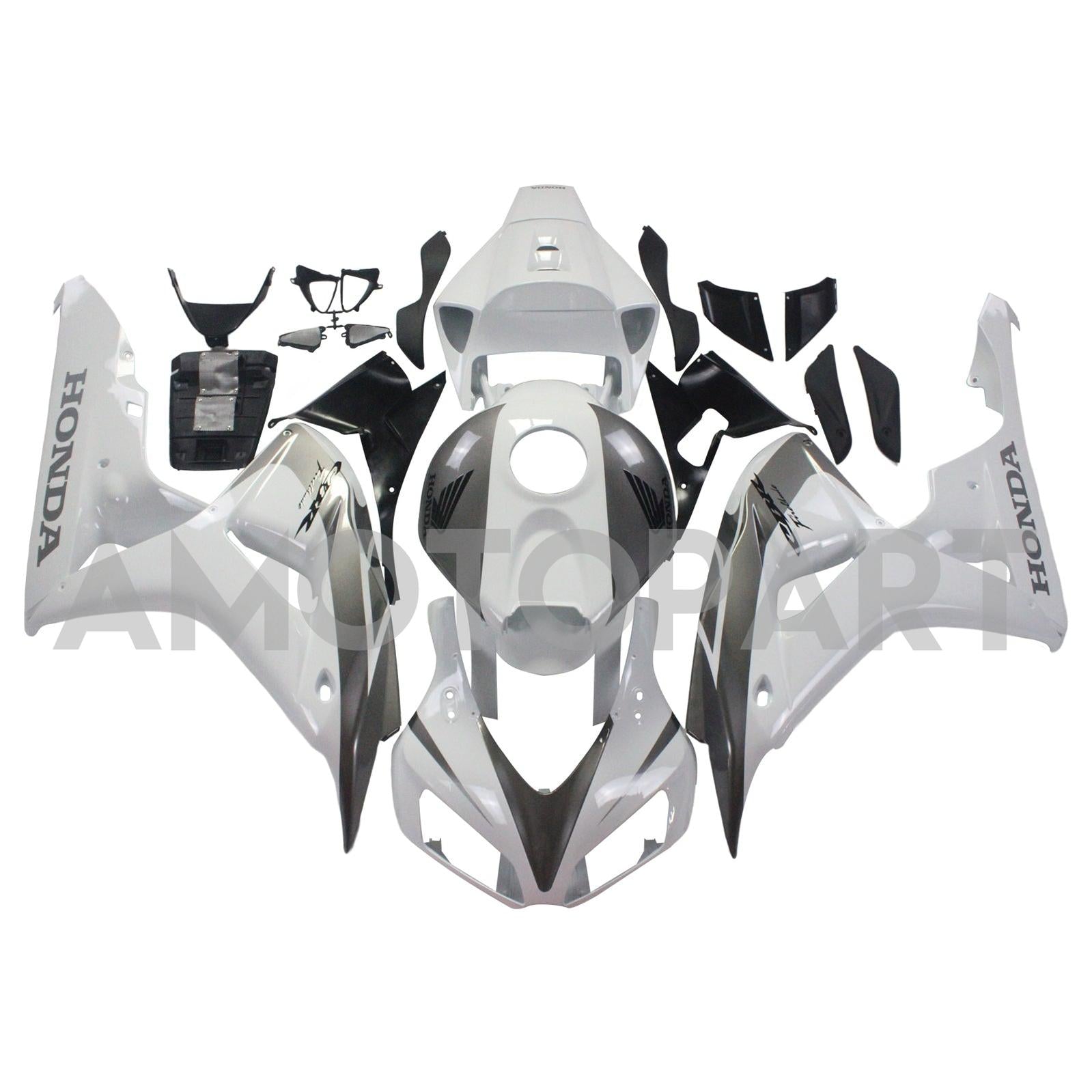 Kapoty Amotopart Honda CBR1000RR 2006-2007 FAILING WHITE & SILBER CBR Racing Fairing Kit