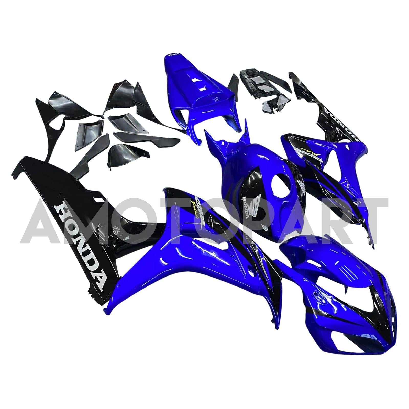 Carénages Amotopart Honda 1000RR 2006-2007 Carénage CBR Racing Bleu & Kit de carénage noir