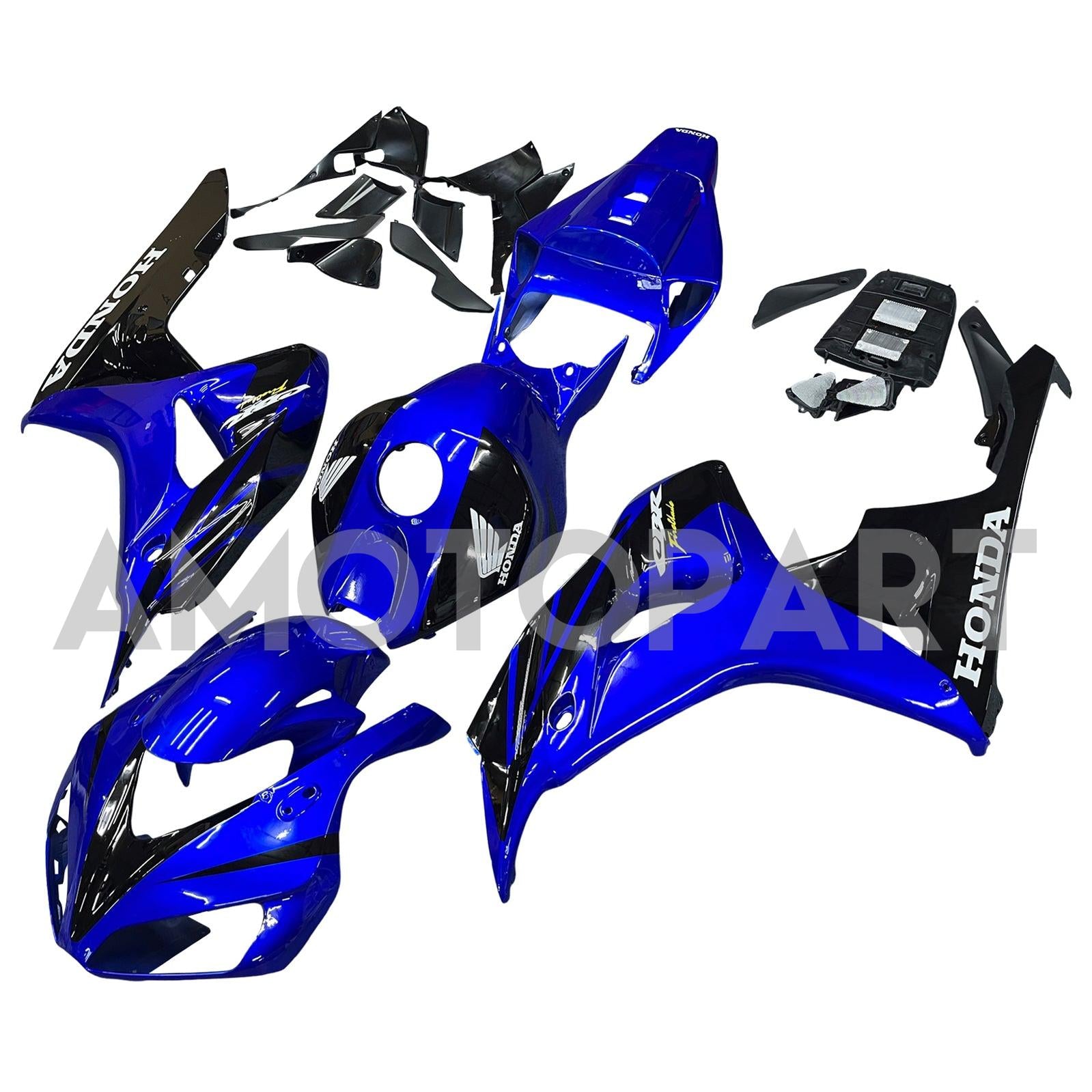 Carénages Amotopart Honda 1000RR 2006-2007 Carénage CBR Racing Bleu & Kit de carénage noir