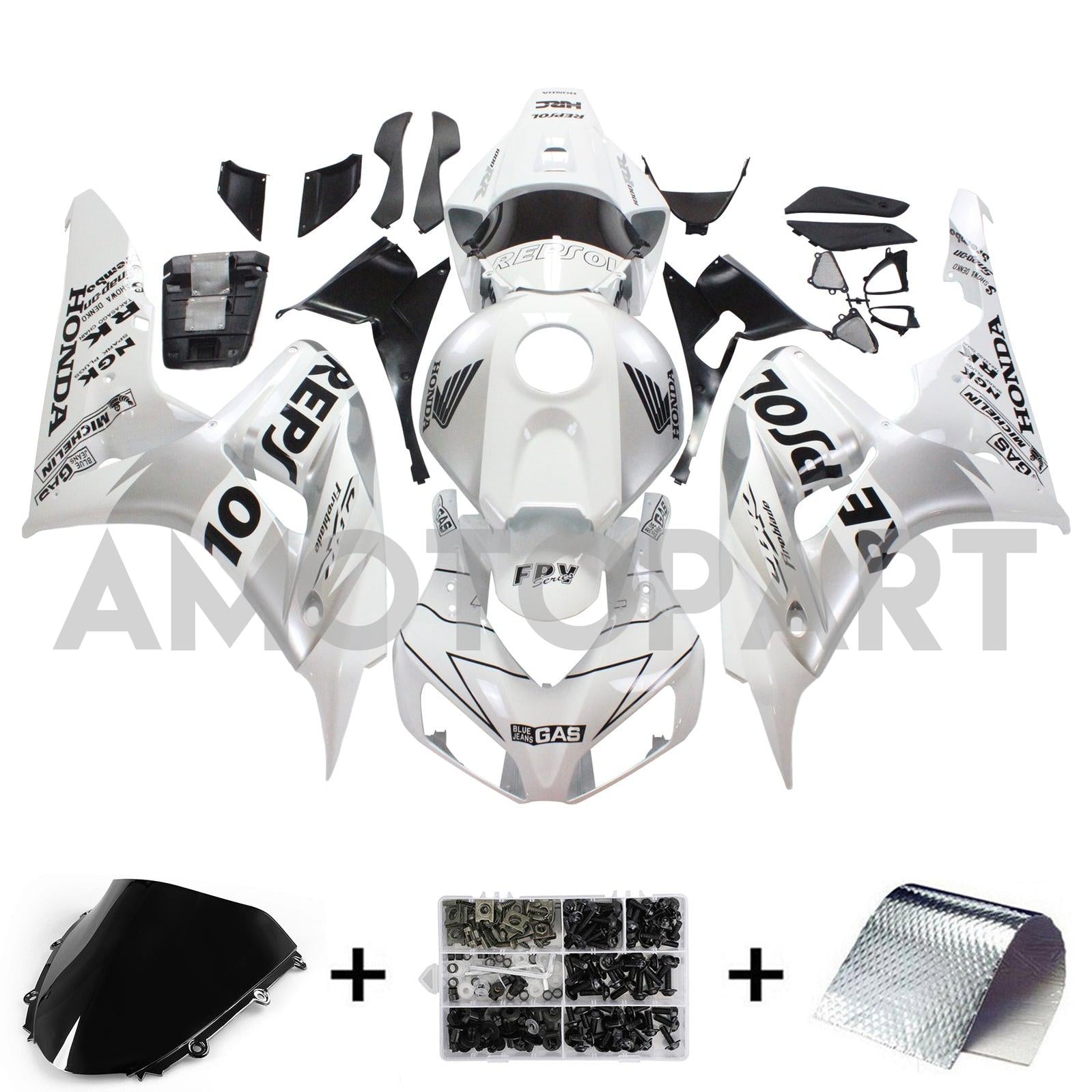 Amotopart Fairings Honda CBR1000RR 2006-2007 Fairing White & Silver Repsol Racing Fairing Kit