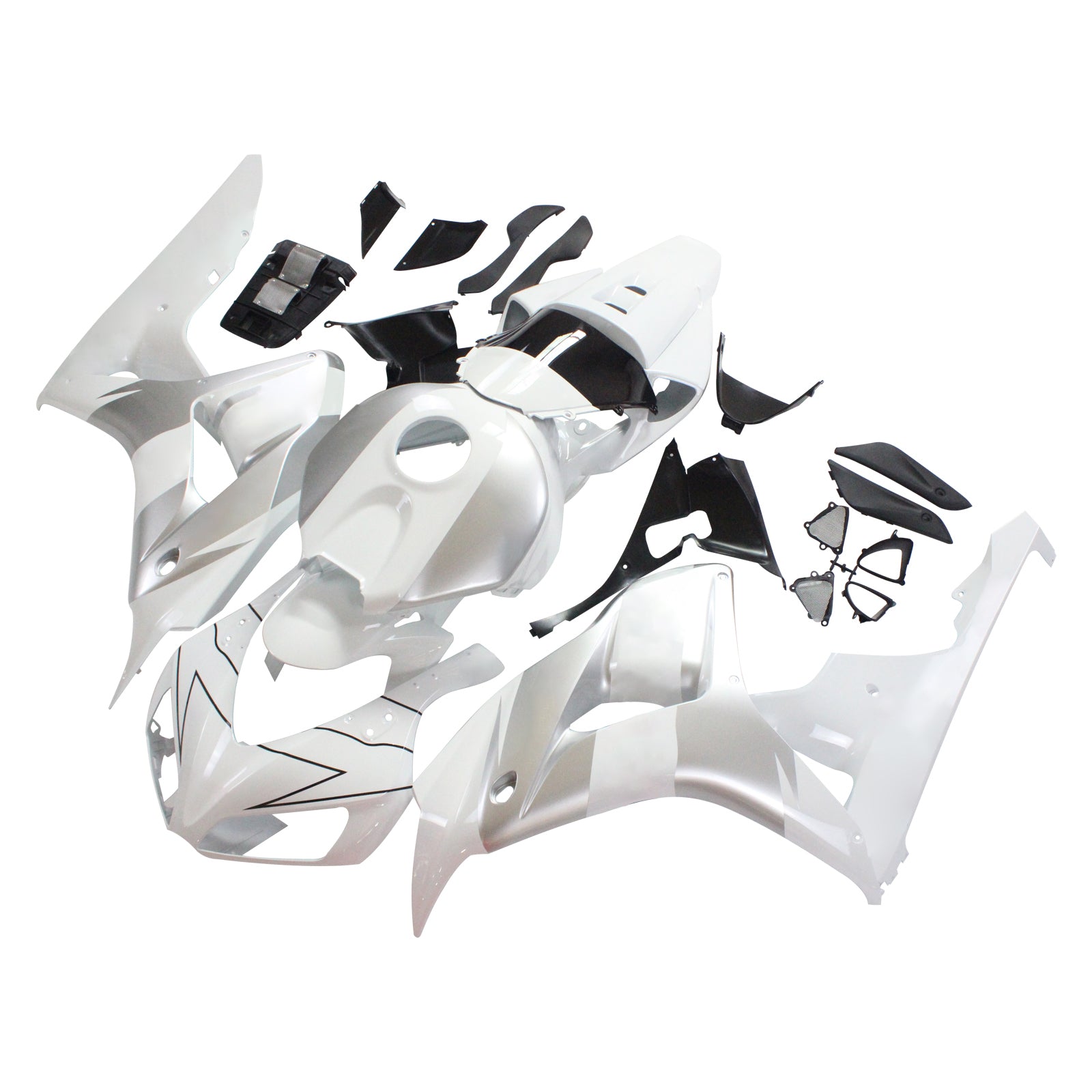 Amotopart Fairings Honda CBR1000RR 2006-2007 Fairing White & Silver Racing Fairing Kit