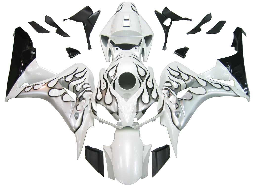 Amotopart Fairings Honda CBR1000RR 2006-2007 Fairing White and Black Silver Flame Racing Fairing Kit