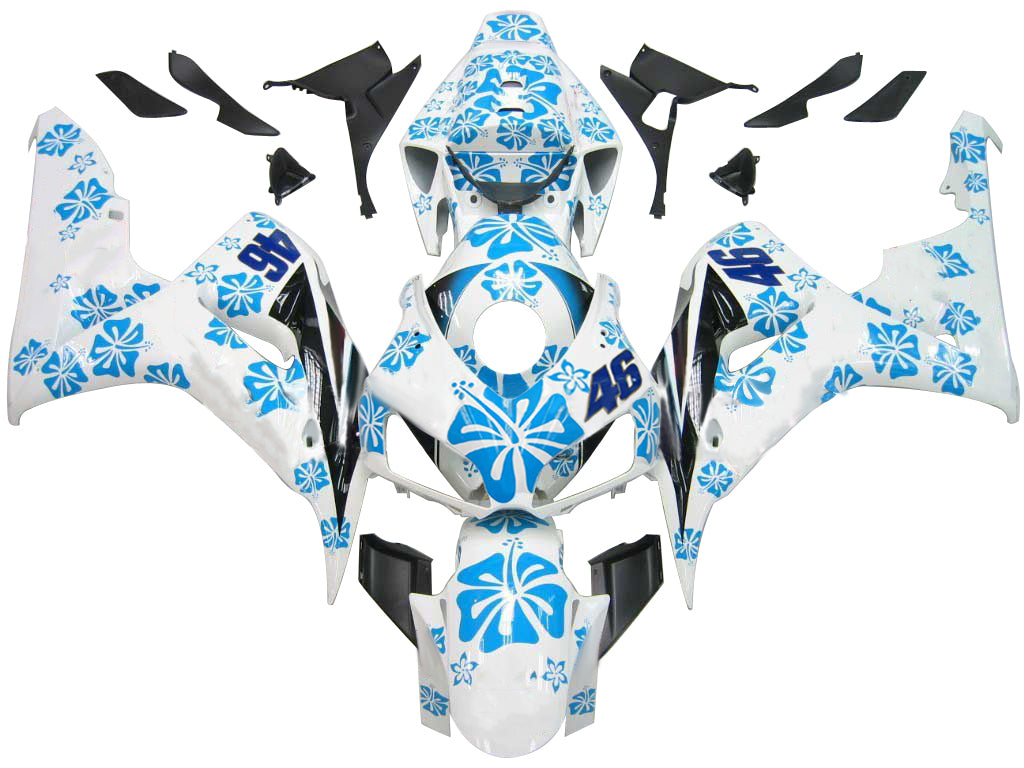 Amotopart Fairings Honda CBR1000RR 2006-2007 Fairing White & Blue Floral Racing Fairing Kit