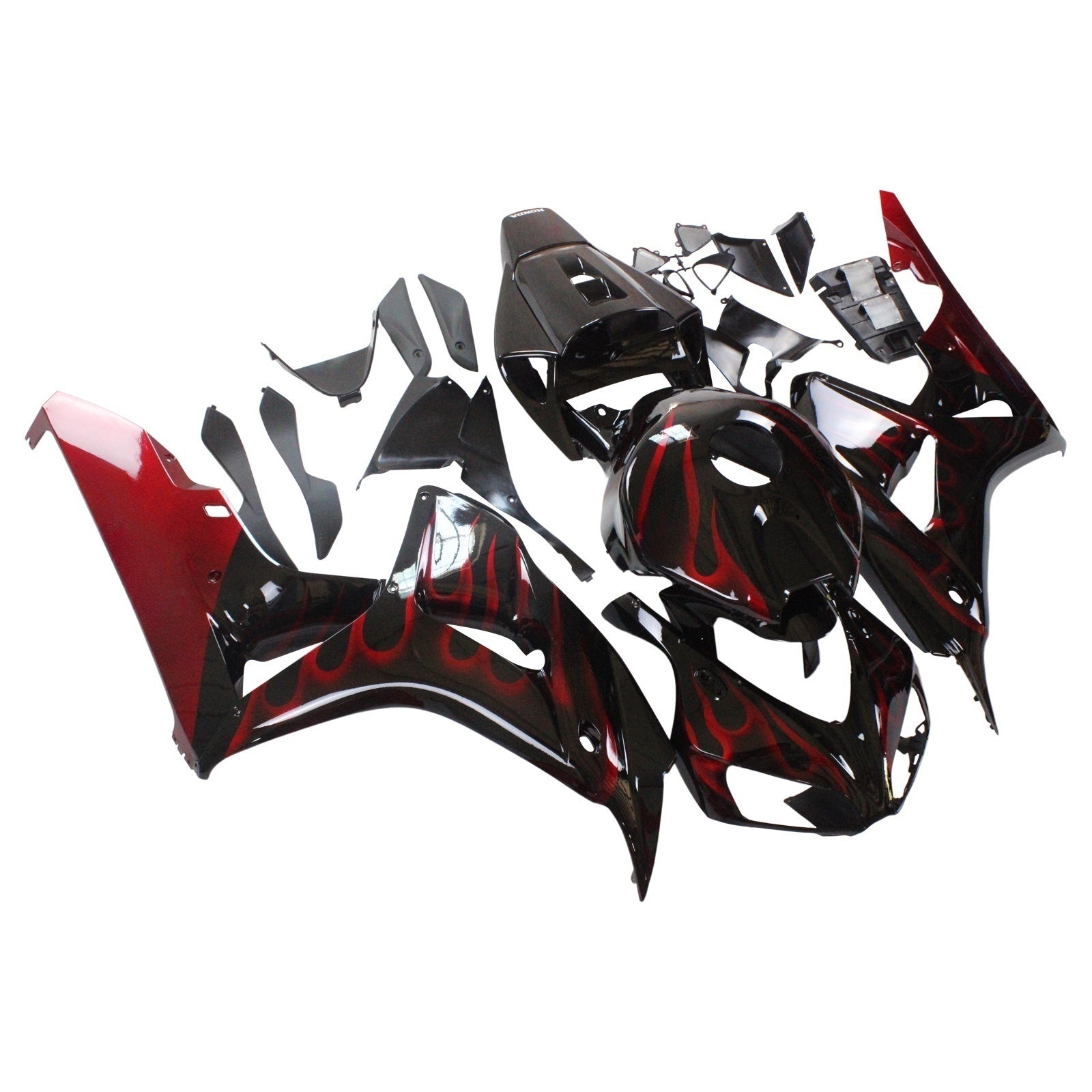 Amotopart Fairings Honda CBR1000RR 2006-2007 Fairing Flame Racing Black & Red Fairing Kit