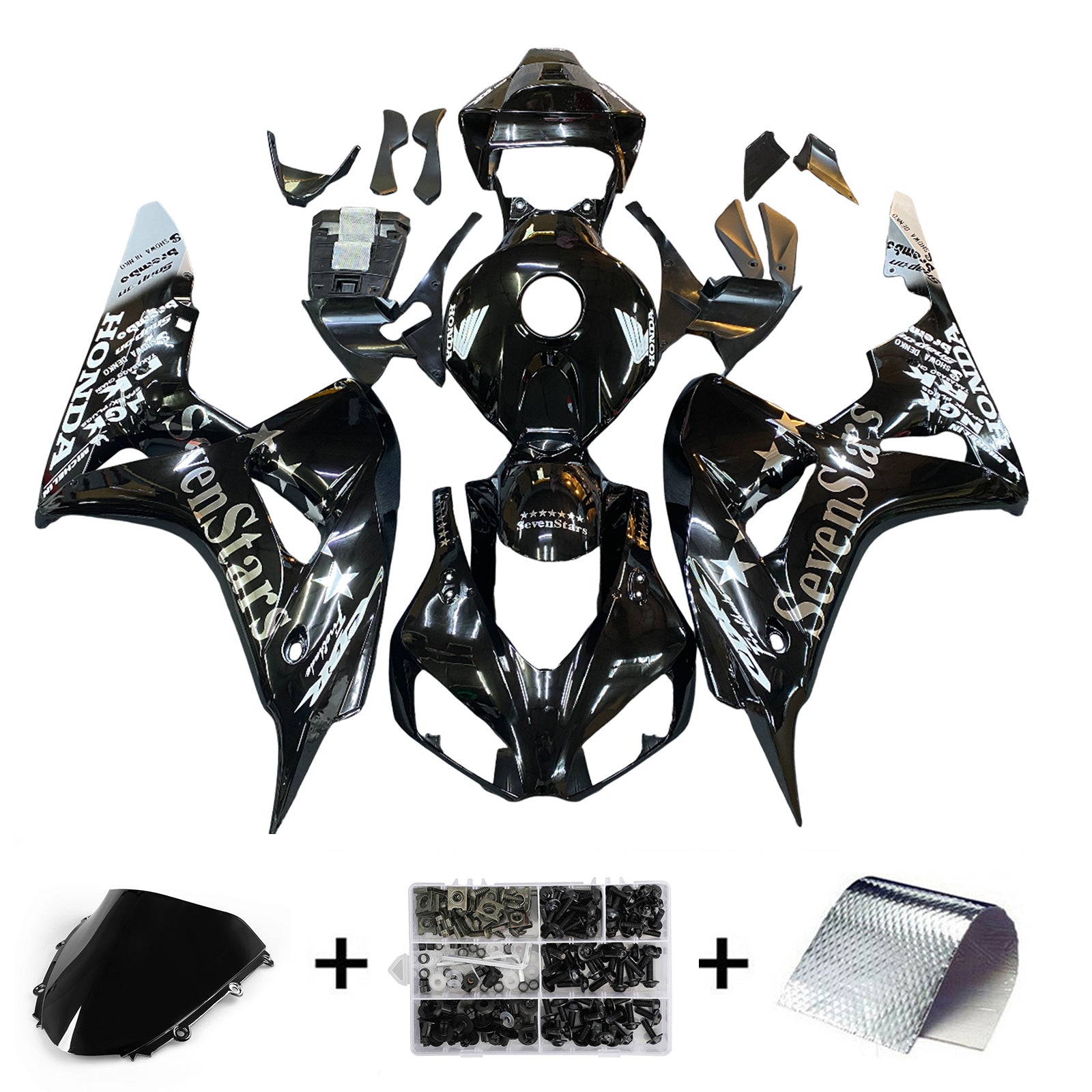 Amotopart Fairings Honda CBR1000RR 2006-2007 Fairing SevenStars Racing Black Fairing Kit