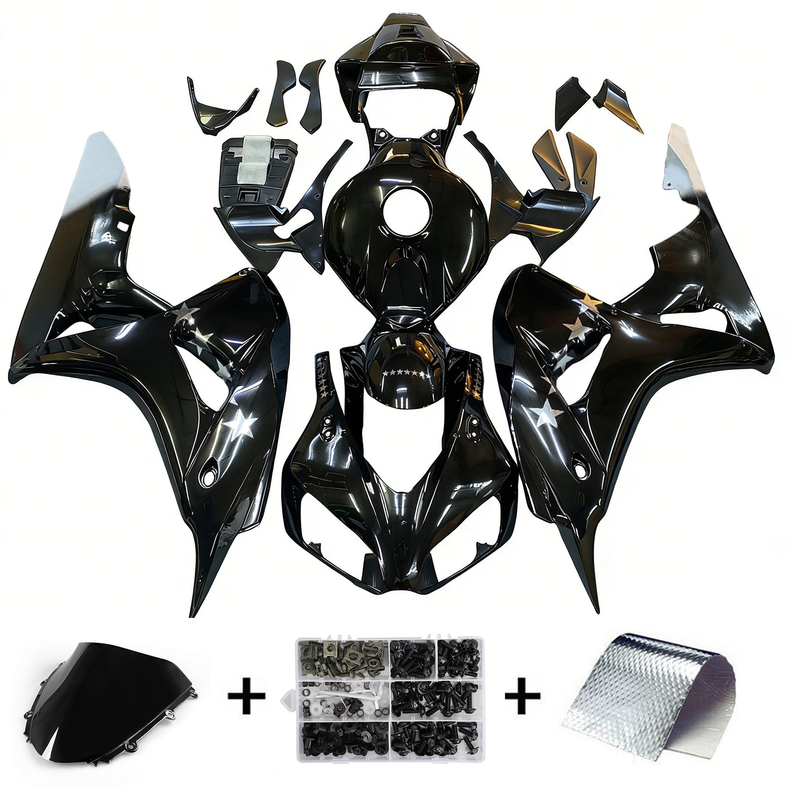 Amotopart Fairings Honda CBR1000RR 2006-2007 Fairing SevenStars Racing Black Fairing Kit