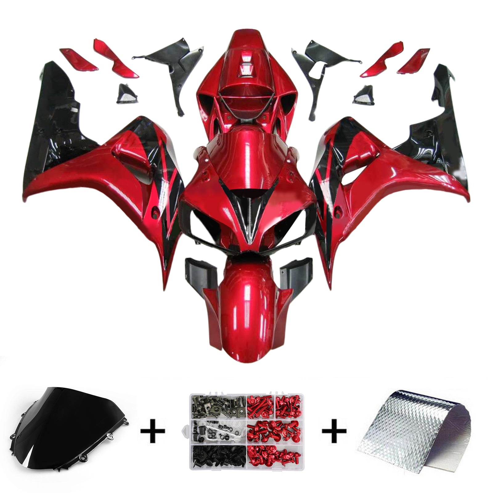 Amotopart 2006-2007 Honda CBR1000RR Fairing Red Black Sliver Kit
