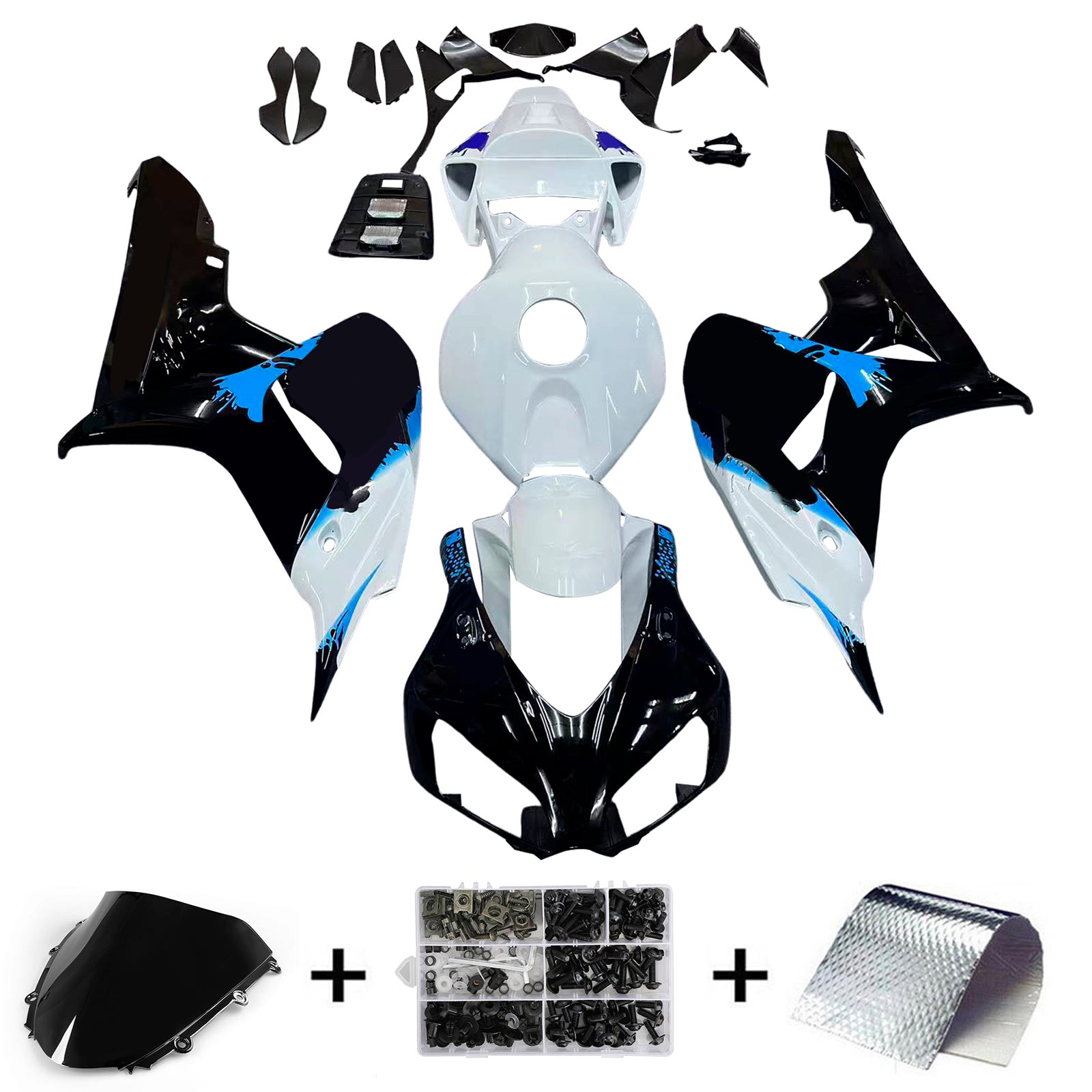 Amotopart 2006-2007 Honda CBR1000RR White Black Fairing Kit