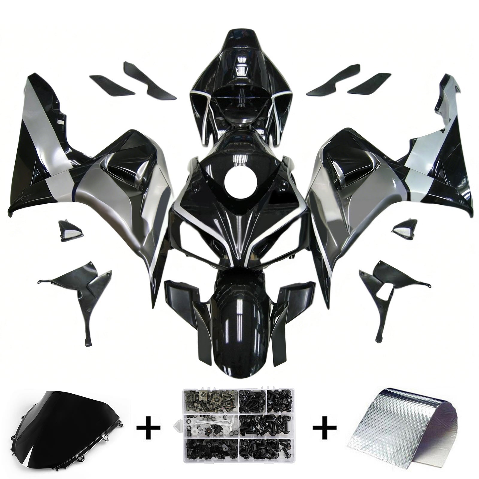 Amotopart 2006-2007 Honda CBR1000RR Grey Black Fairing Kit