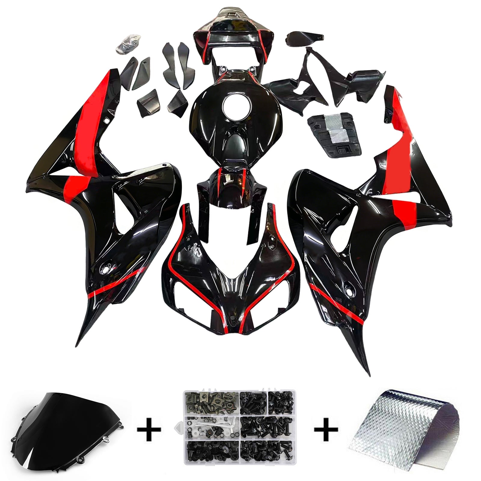 Amotopart 2006-2007 Honda CBR1000RR Black Red Fairing Kit