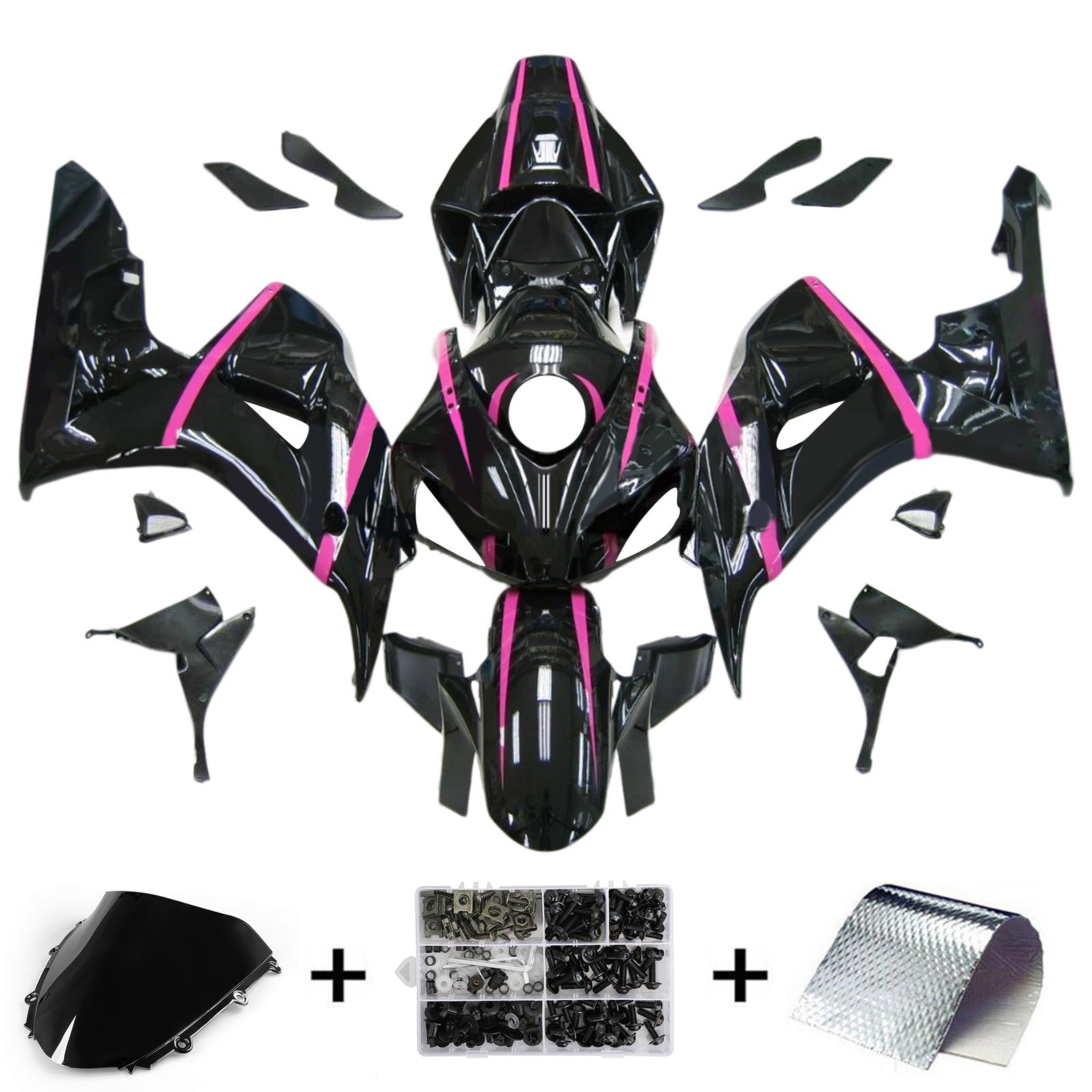 Amotopart 2006-2007 Honda CBR1000RR Black Pink Fairing Kit