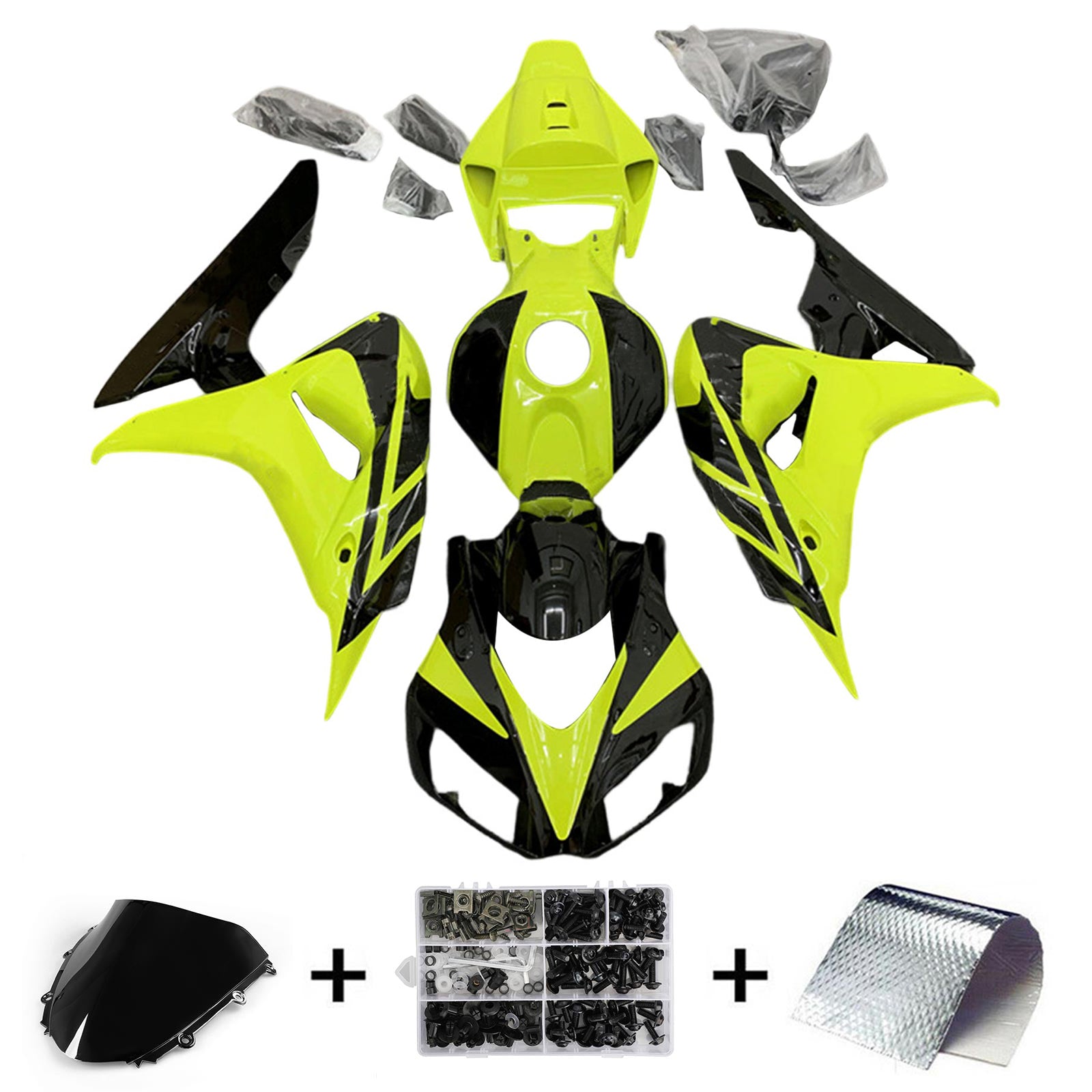 Amotopart 2006-2007 Honda CBR1000RR Yellow & Black Fairing Kit