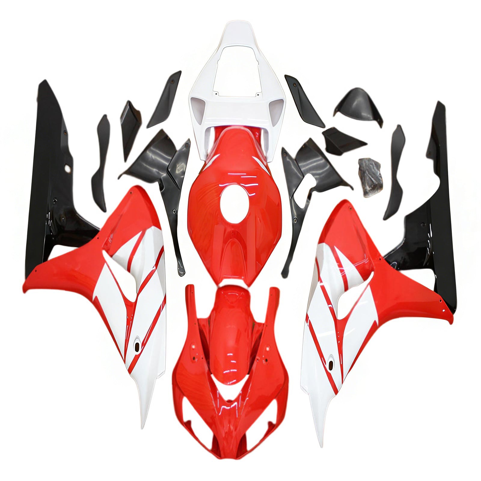 Amotopart 2006-2007 Honda CBR1000RR Blanco y rojo Style1 Kit de carenado