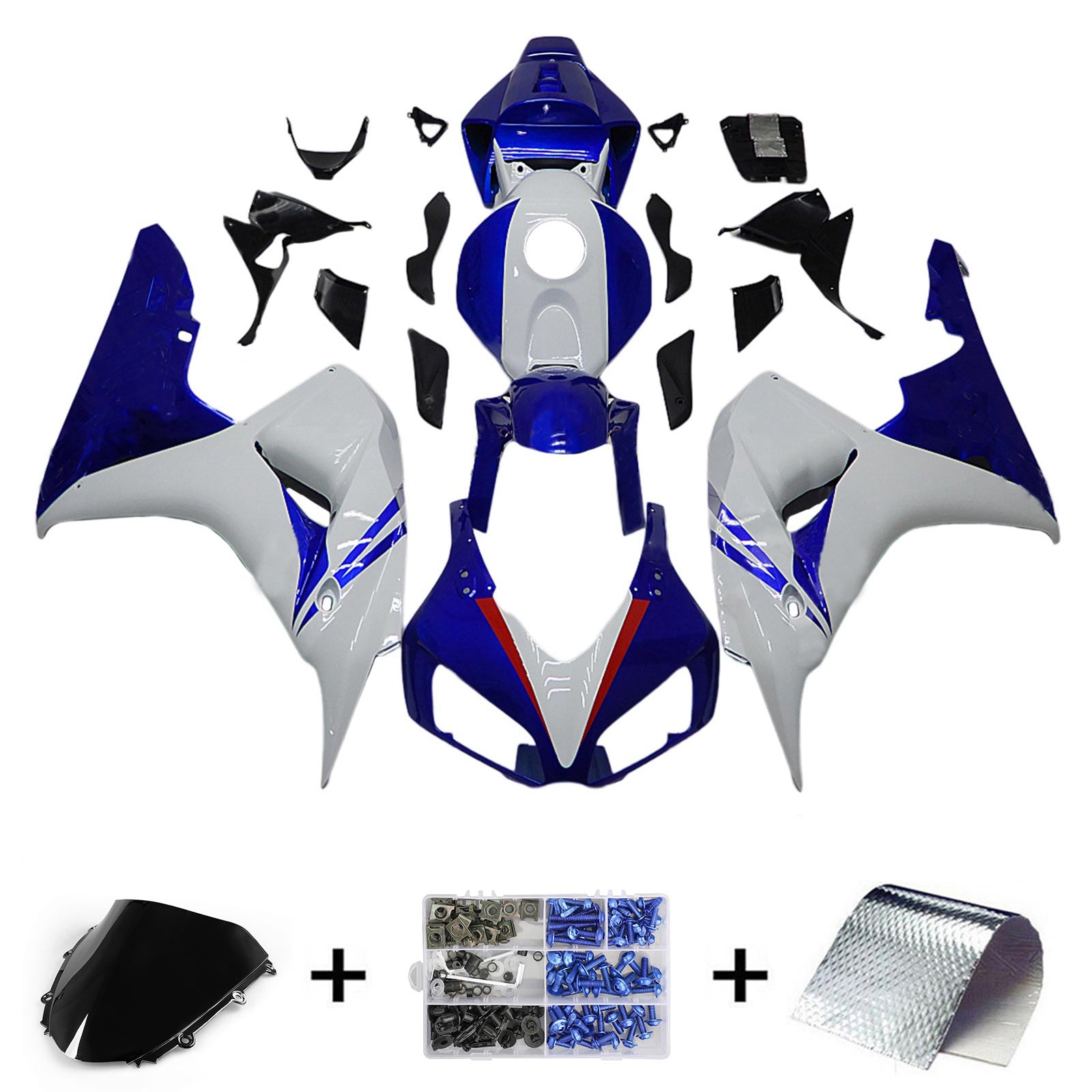 Amotopart 2006-2007 Honda CBR1000RR White&Blue Fairing Kit