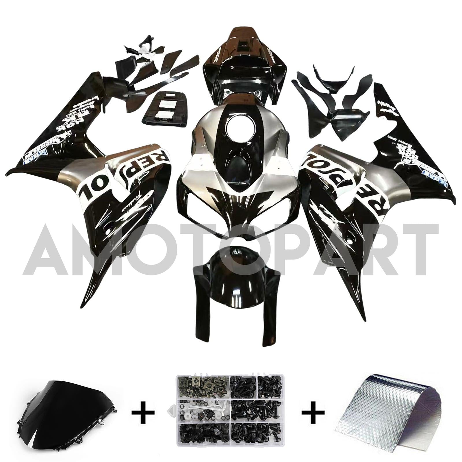 Amotopart 2006-2007 Honda CBR1000RR Black&Grey Repjol Fairing Kit