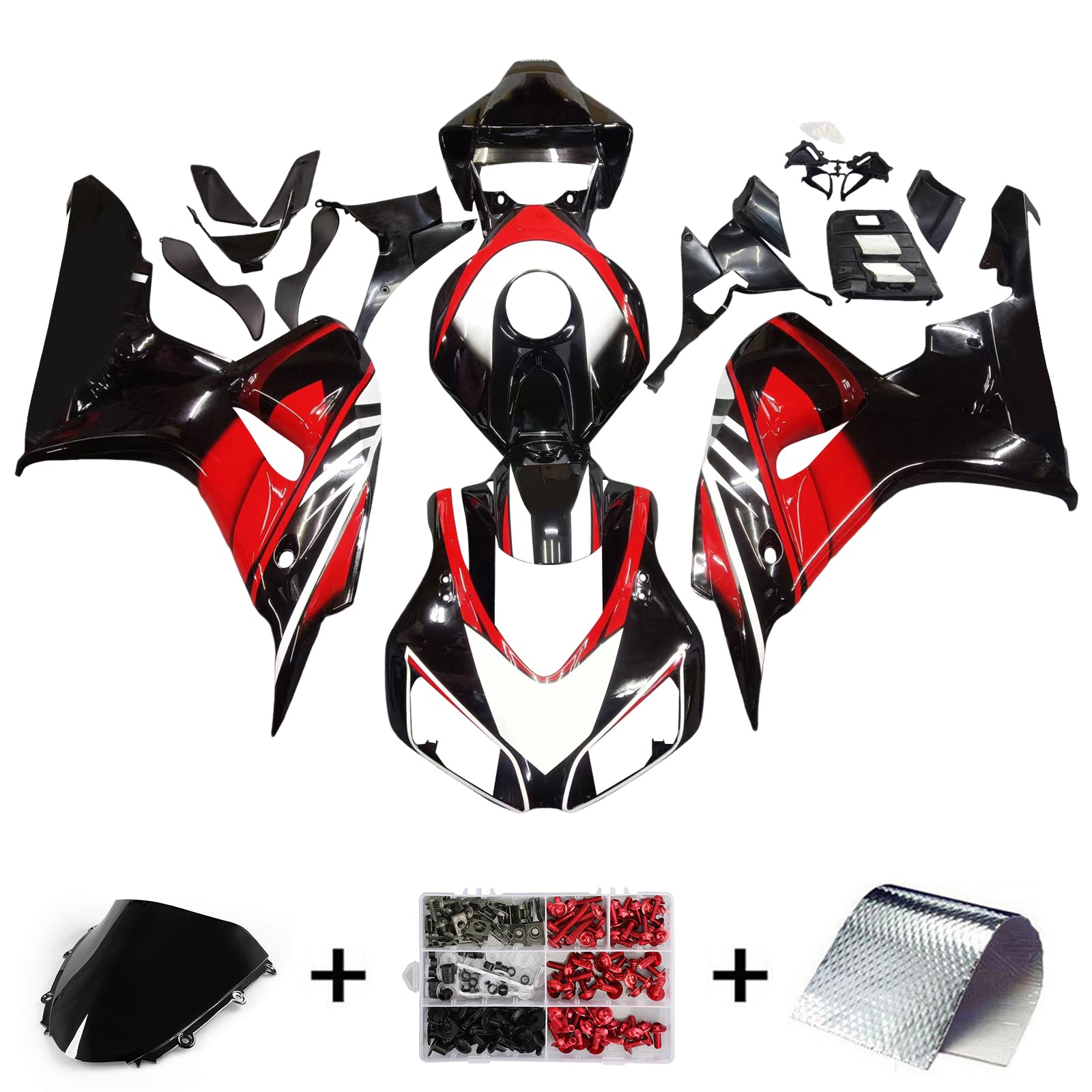 Amotopart 2006-2007 Honda CBR1000RR Red & Black Fairing Kit