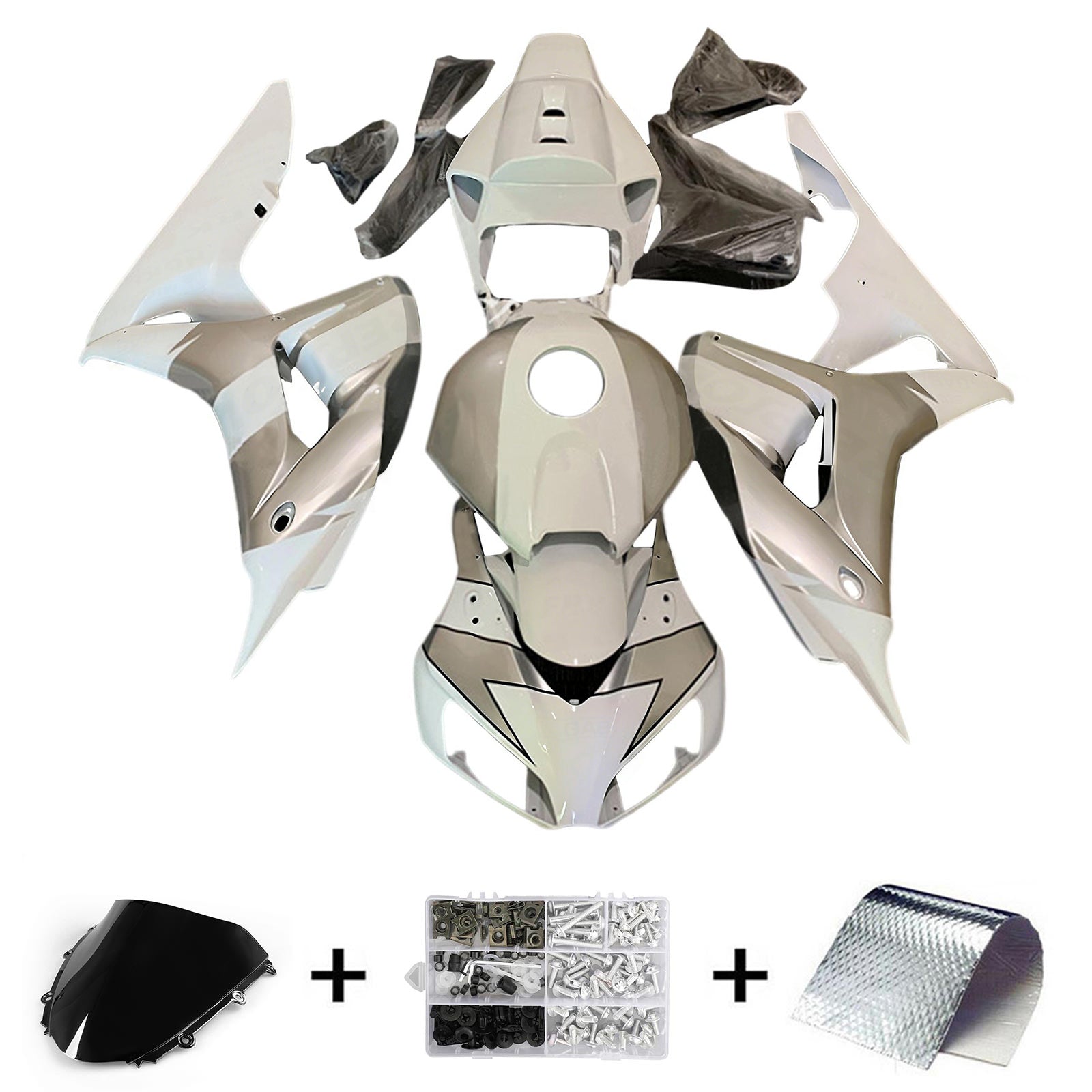 Amotopart 2006-2007 Honda CBR1000RR Kit de carenado Repjol blanco gris