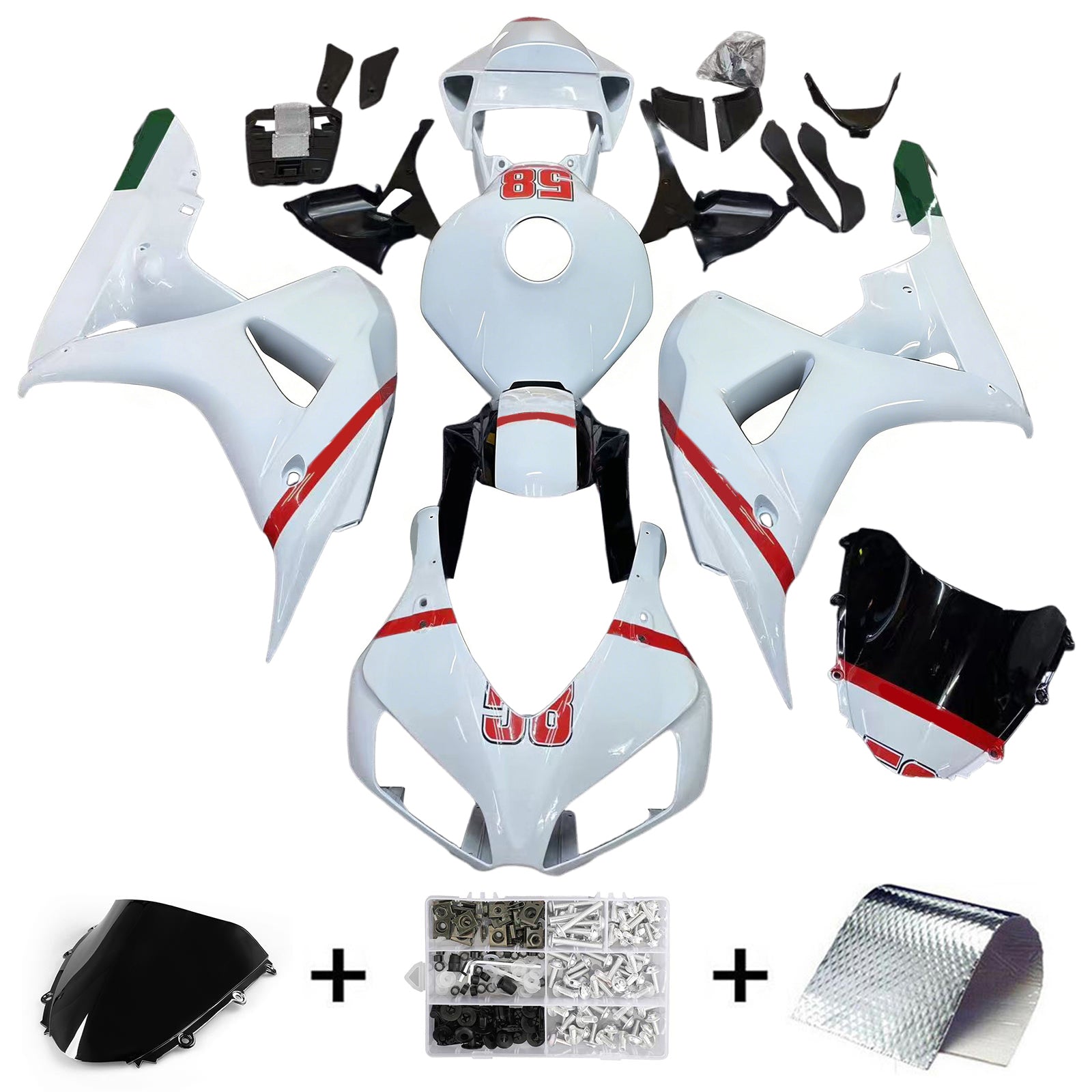 AMOTOPT 2006-2007 HONDA CBR1000RR WHITE & RED STILO4 KIT