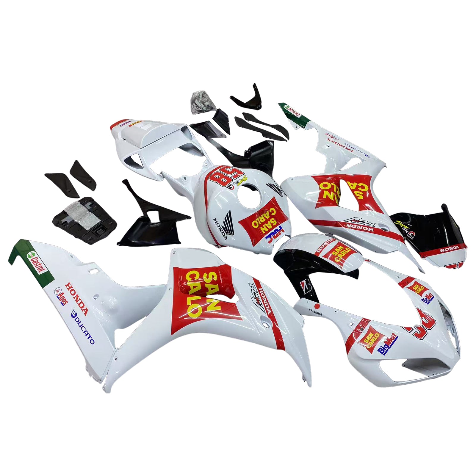 Amotopart 2006-2007 Honda CBR1000RR White&Red Style4 Fairing Kit