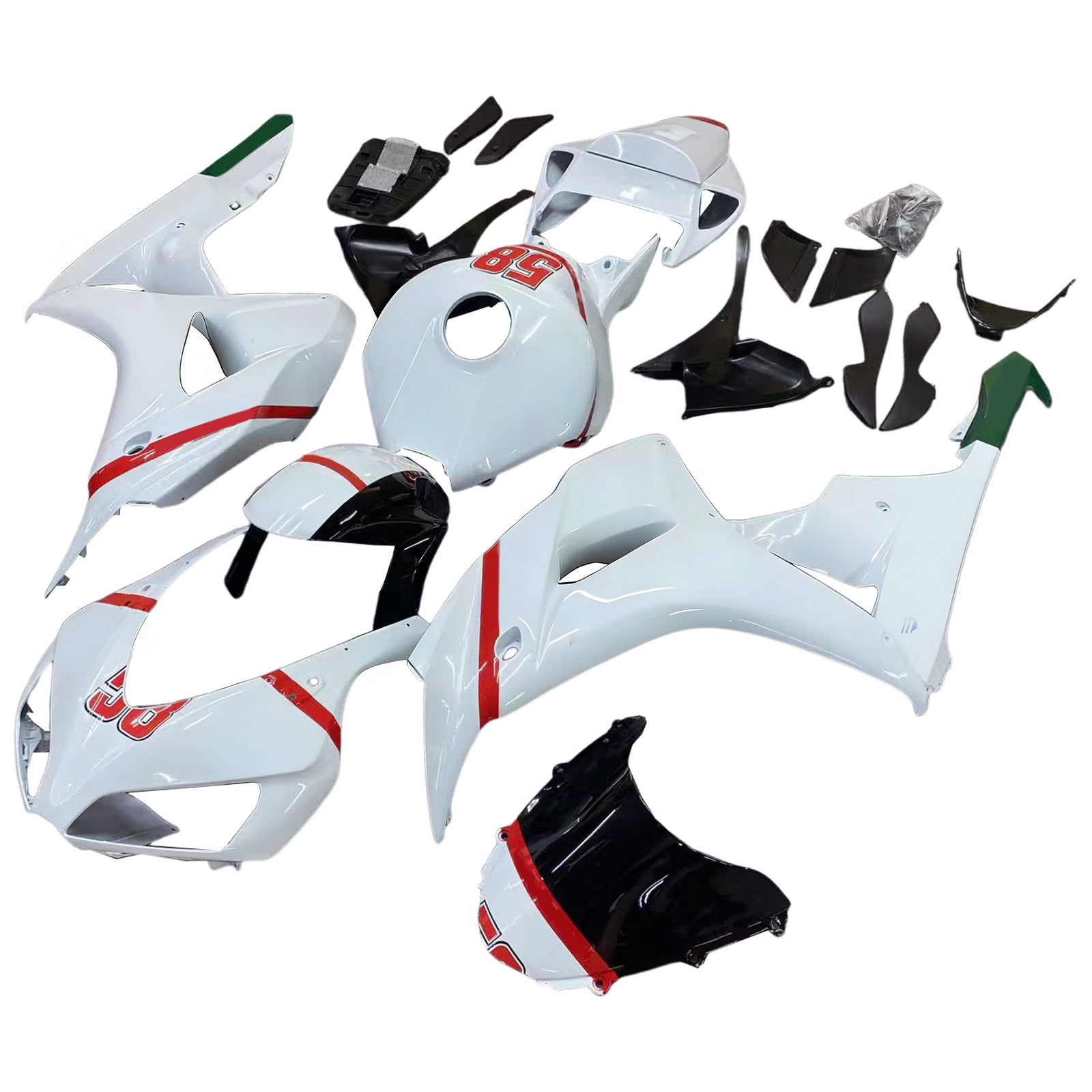 Amotopart 2006-2007 Honda CBR1000RR White & Red Style4 Fairing Zestaw