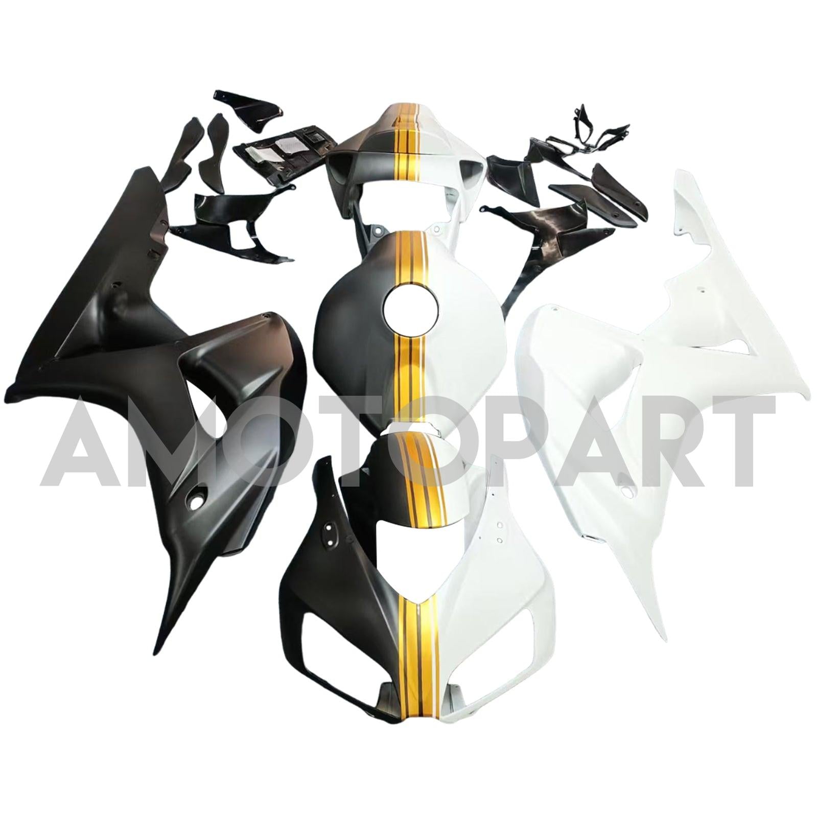 Amotopart 2006-2007 Honda CBR1000RR Kit de carenado de oro blanco negro