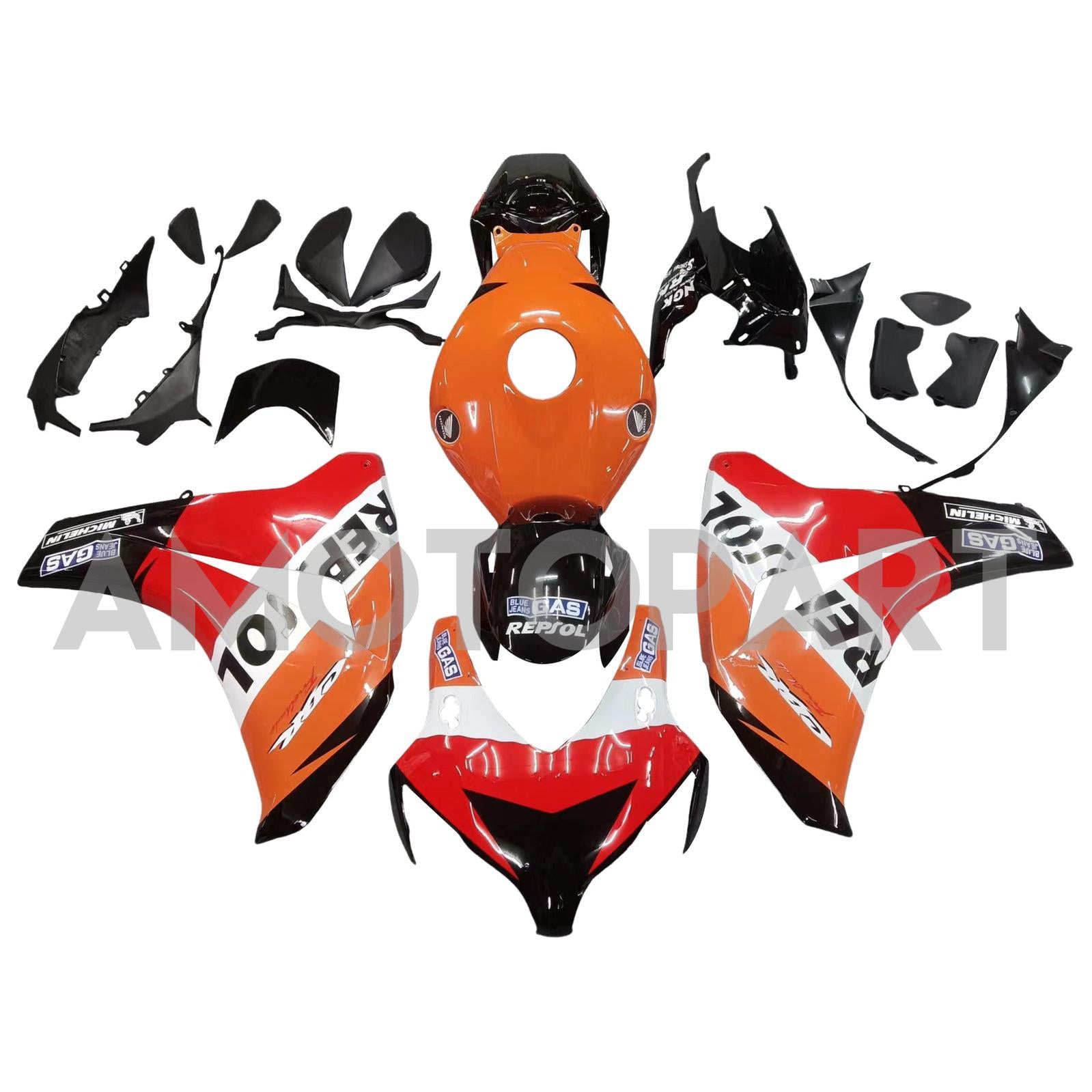 Amotopart 2008-2011 Honda CBR1000RR Repjol Orange&Red Fairing Kit