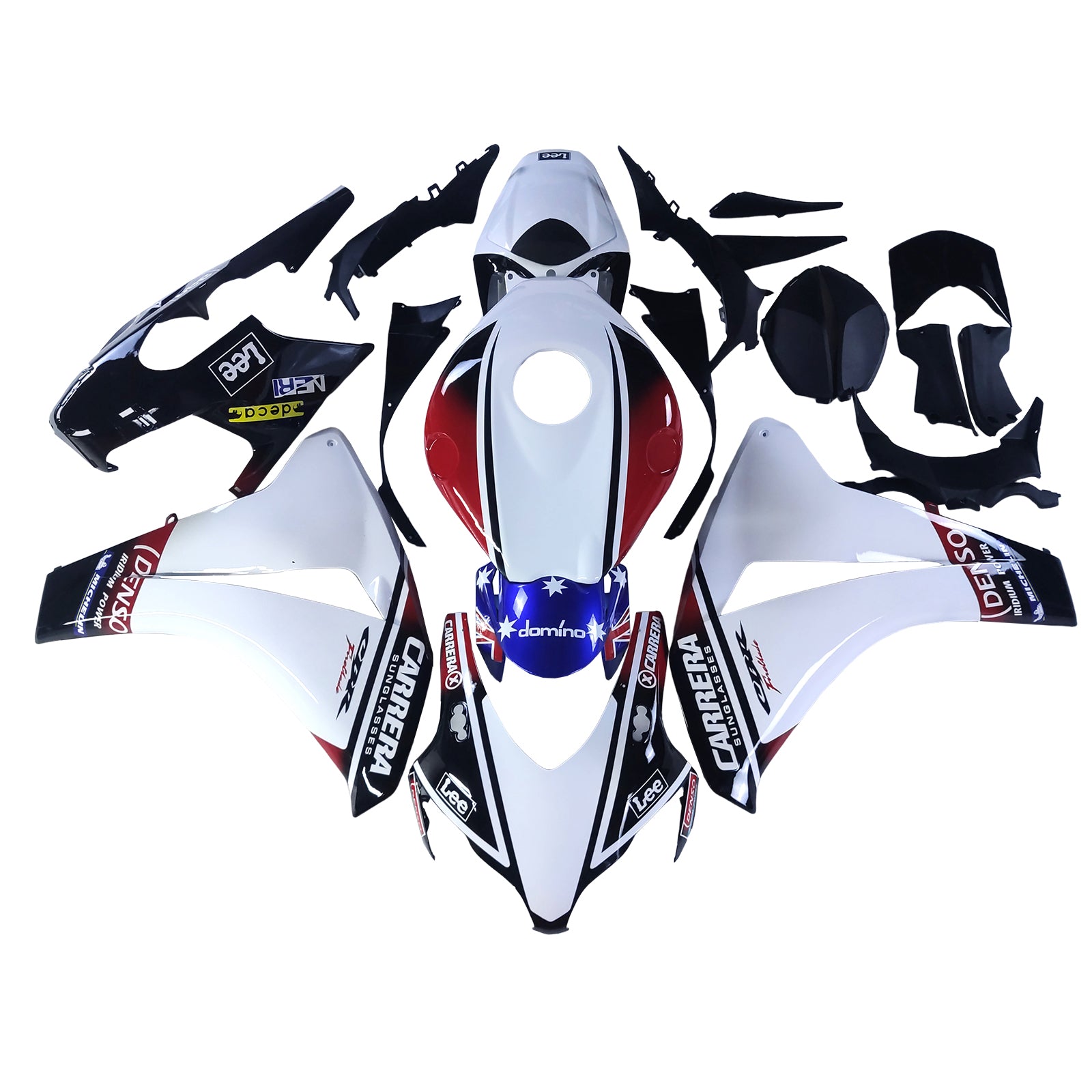 Amotopart 2008-2011 Honda CBR1000RR White Red Blue Fairing Kit