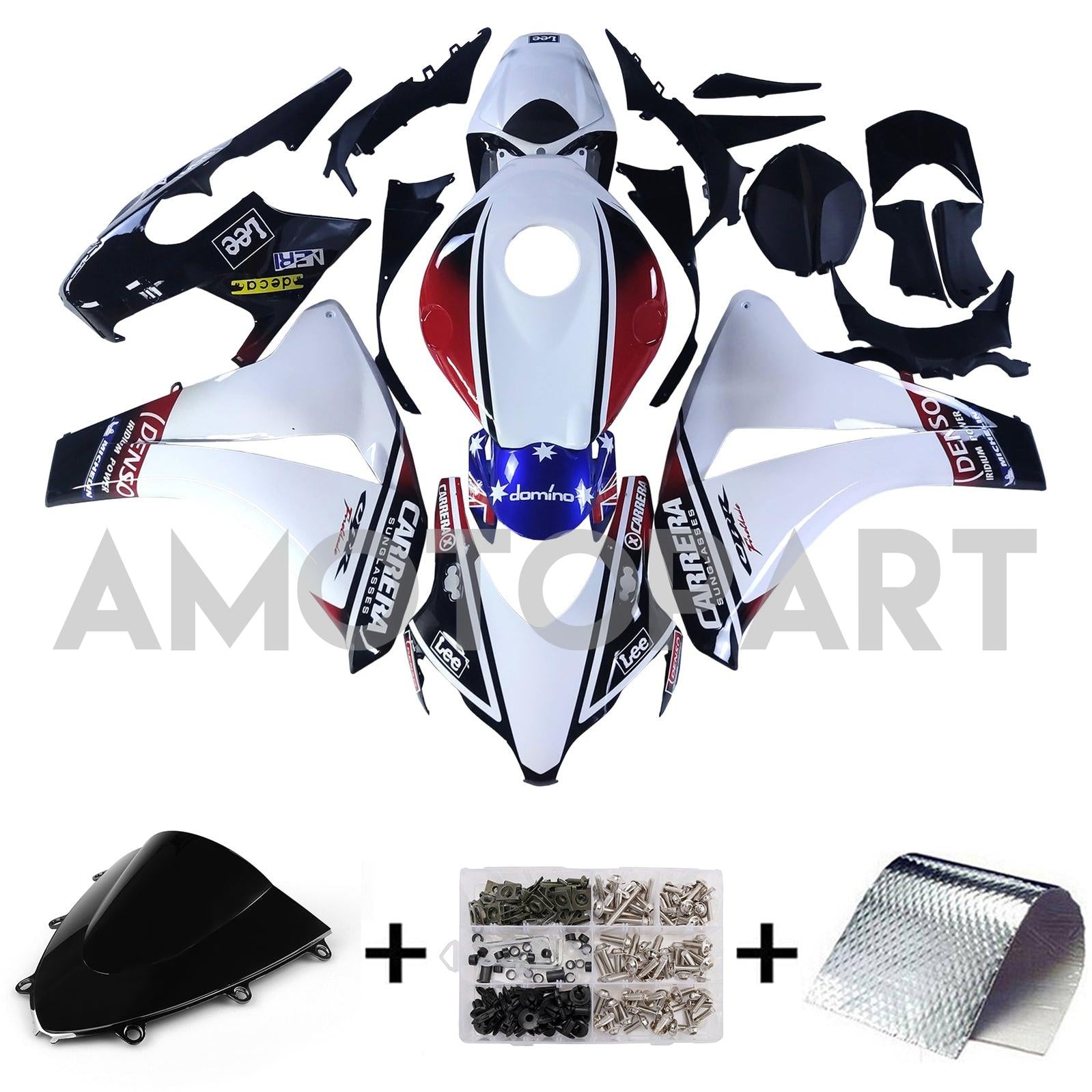Amotopart 2008-2011 Honda CBR1000RR White Red Blue Fairing Kit