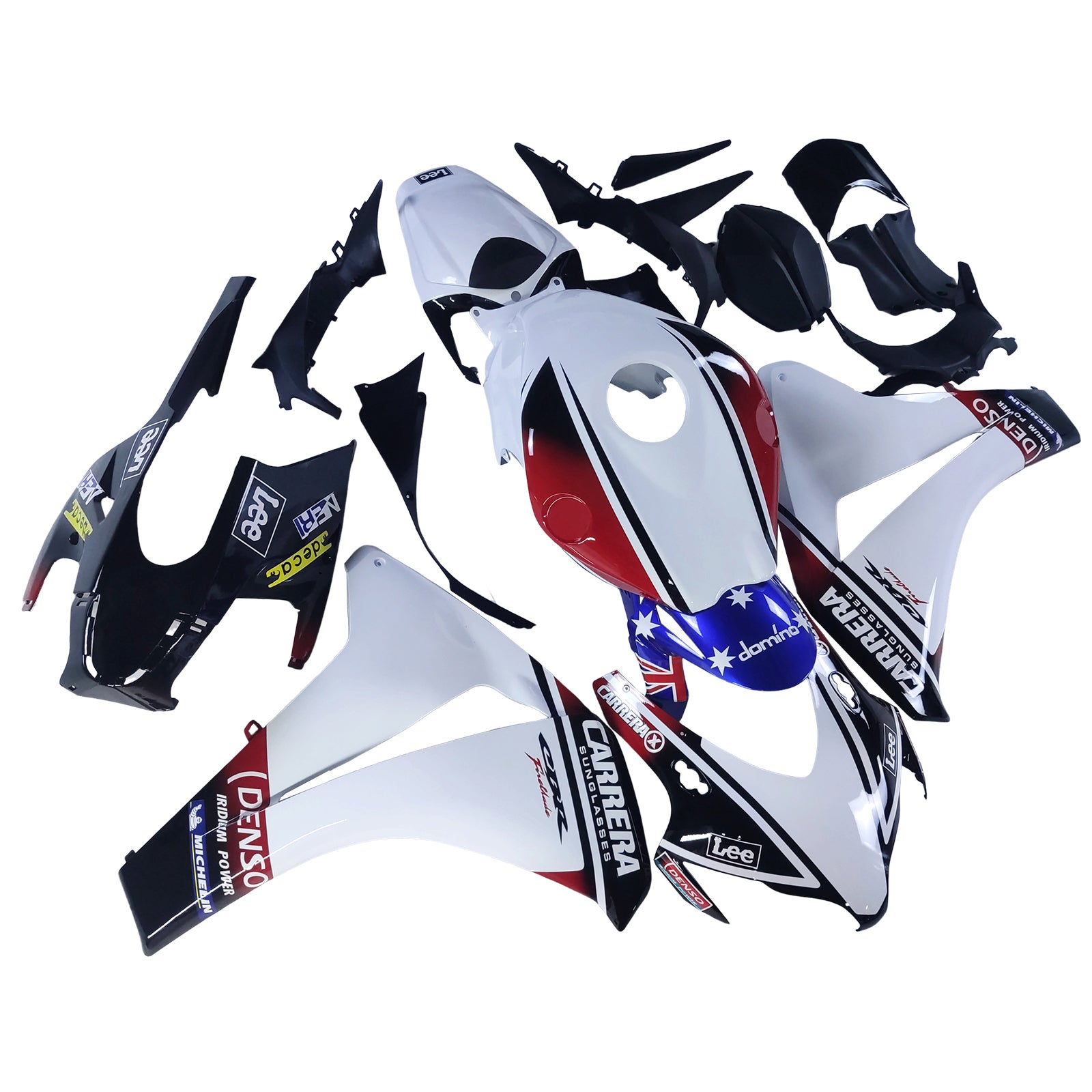 Amotopart 2008-2011 Honda CBR1000RR White Red Blue Fairing Kit