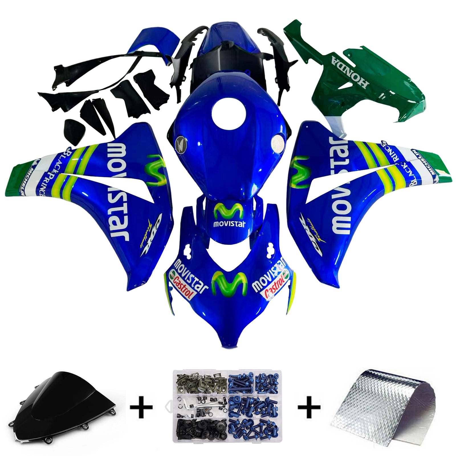 Amotopart 2008-2011 Honda CBR1000rr Kit de carénage bleu brillant