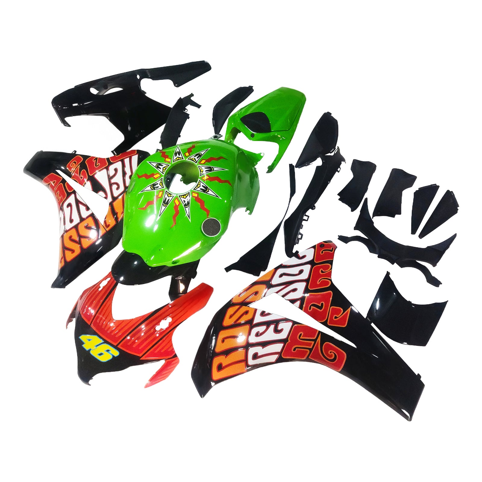 Amotopart 2008-2011 Honda CBR1000RR Green Black met stickers kuipkit