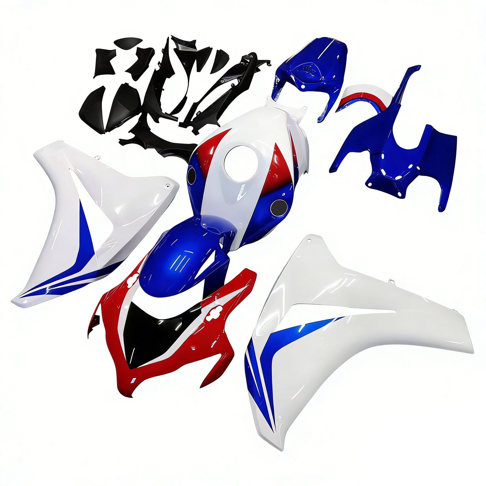 Amotopart Honda CBR1000RR 2008-2011 Bleu&Kit de carénage rouge Style1