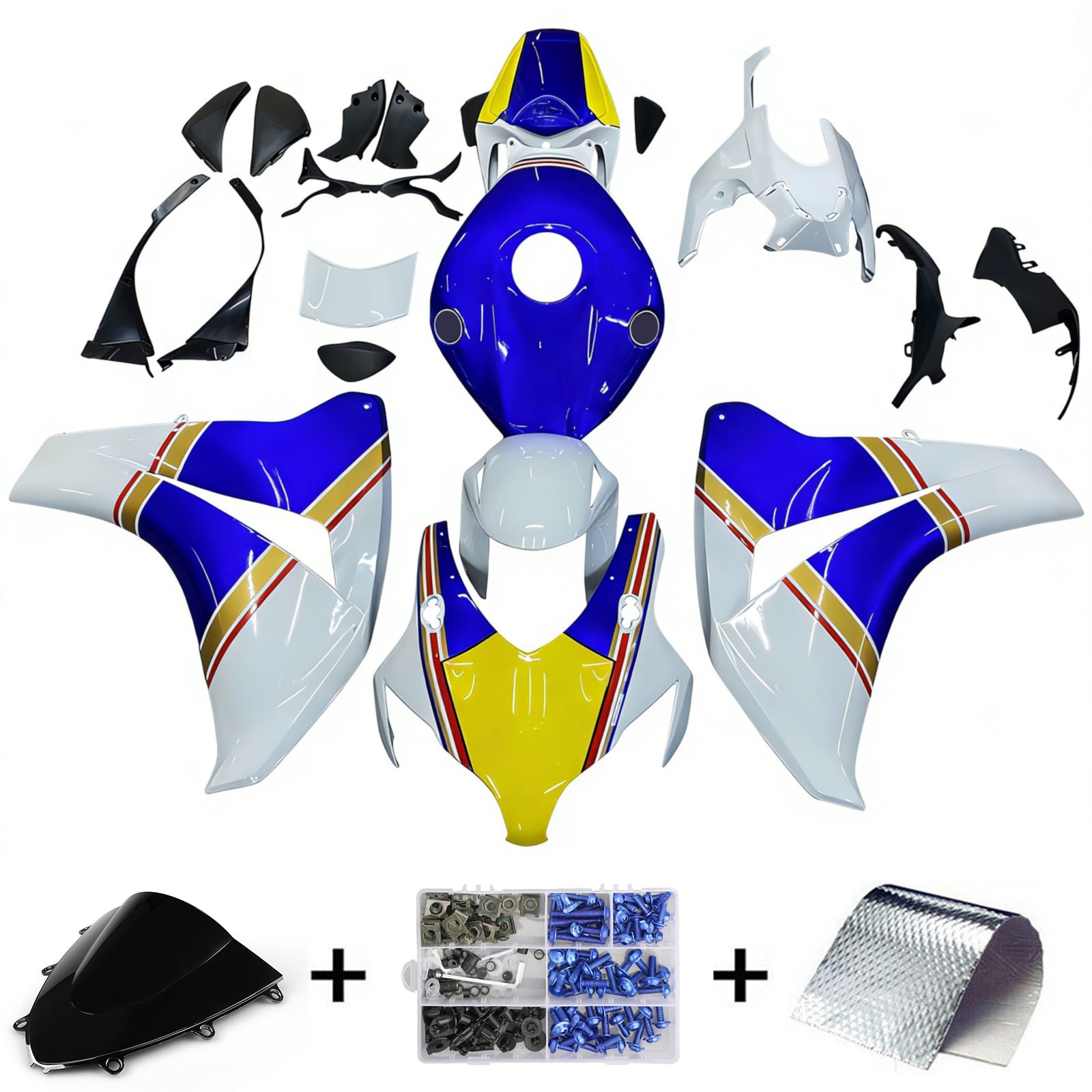 Amotopart 2008-2011 Honda CBR1000RR Blue&Yellow Fairing Kit