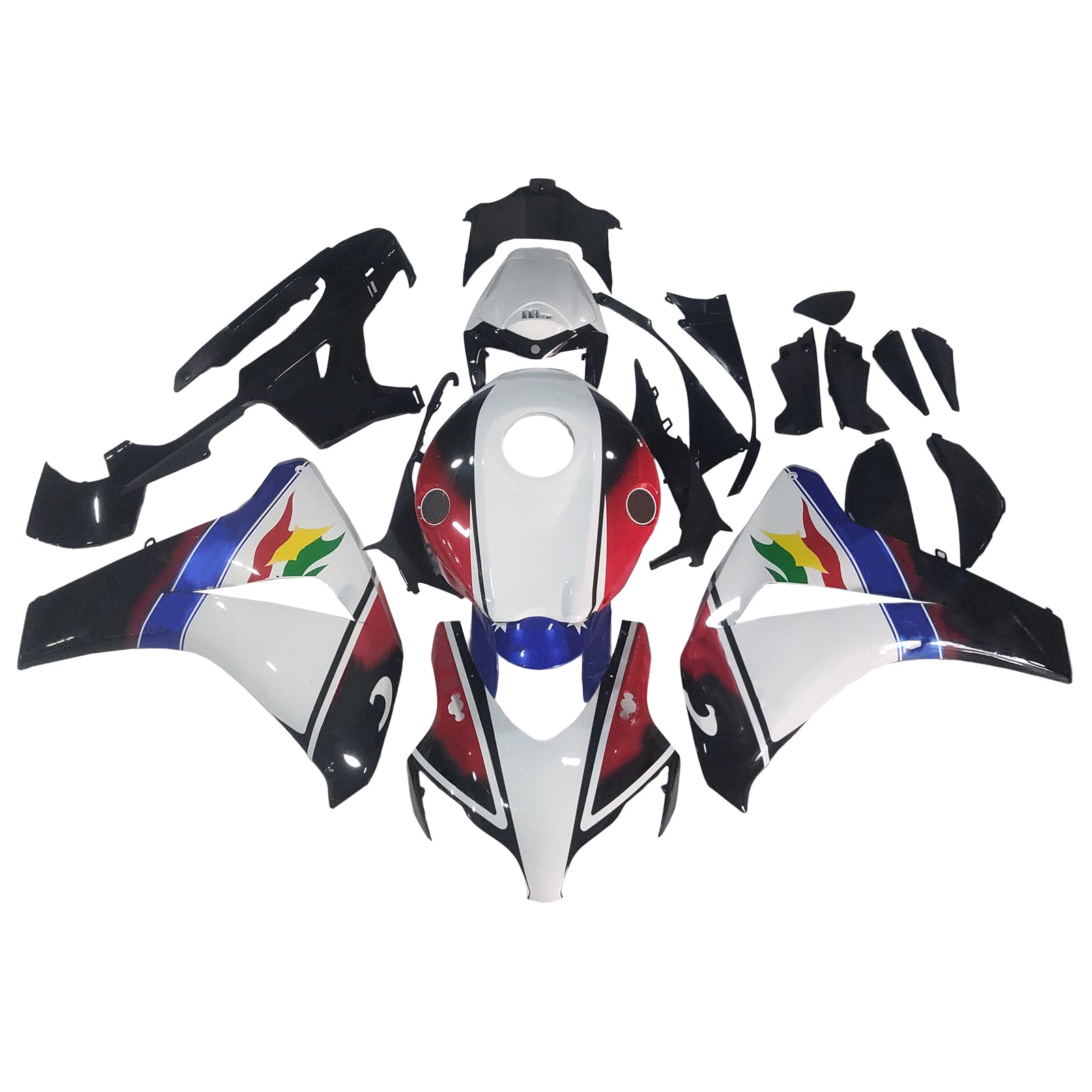 Amotopart 2008-2011 Honda CBR1000RR Glossy Black White Fairing Kit