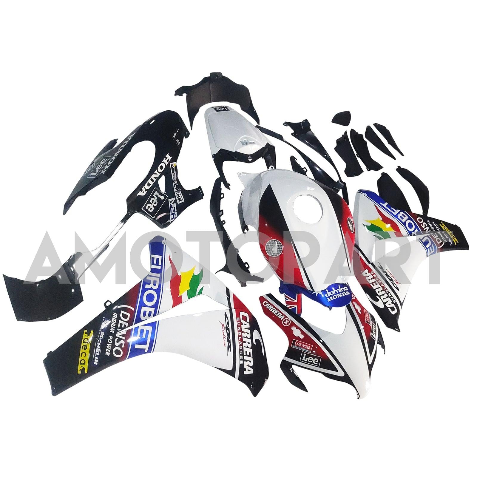 Amotopart 2008-2011 Honda CBR1000RR GLOSSY BLIK WHITE FAIRIING KIT