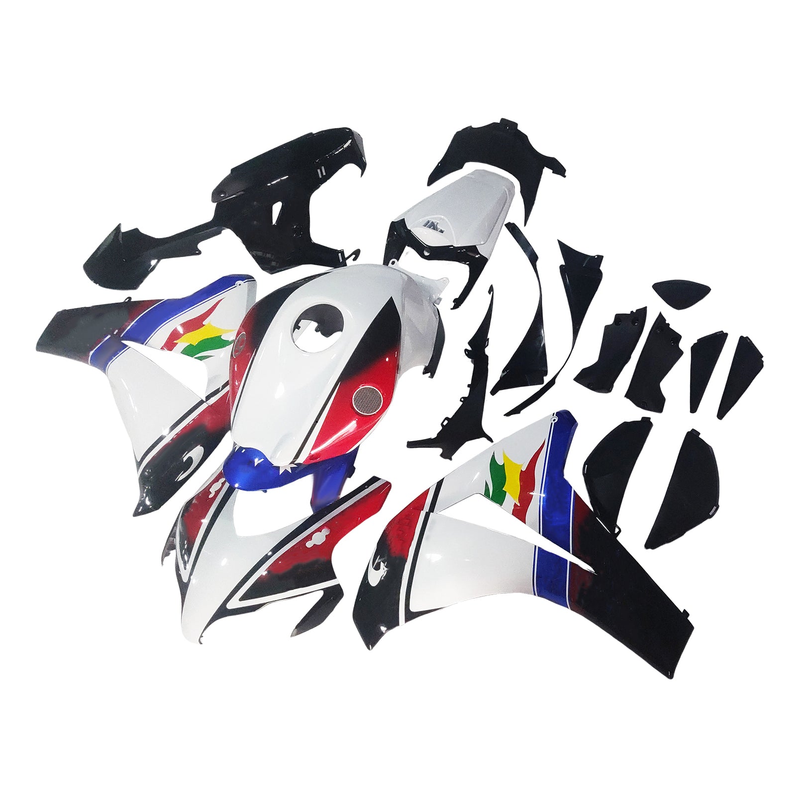 Amotopart 2008-2011 Honda CBR1000RR Glossy Black White Fairing Kit