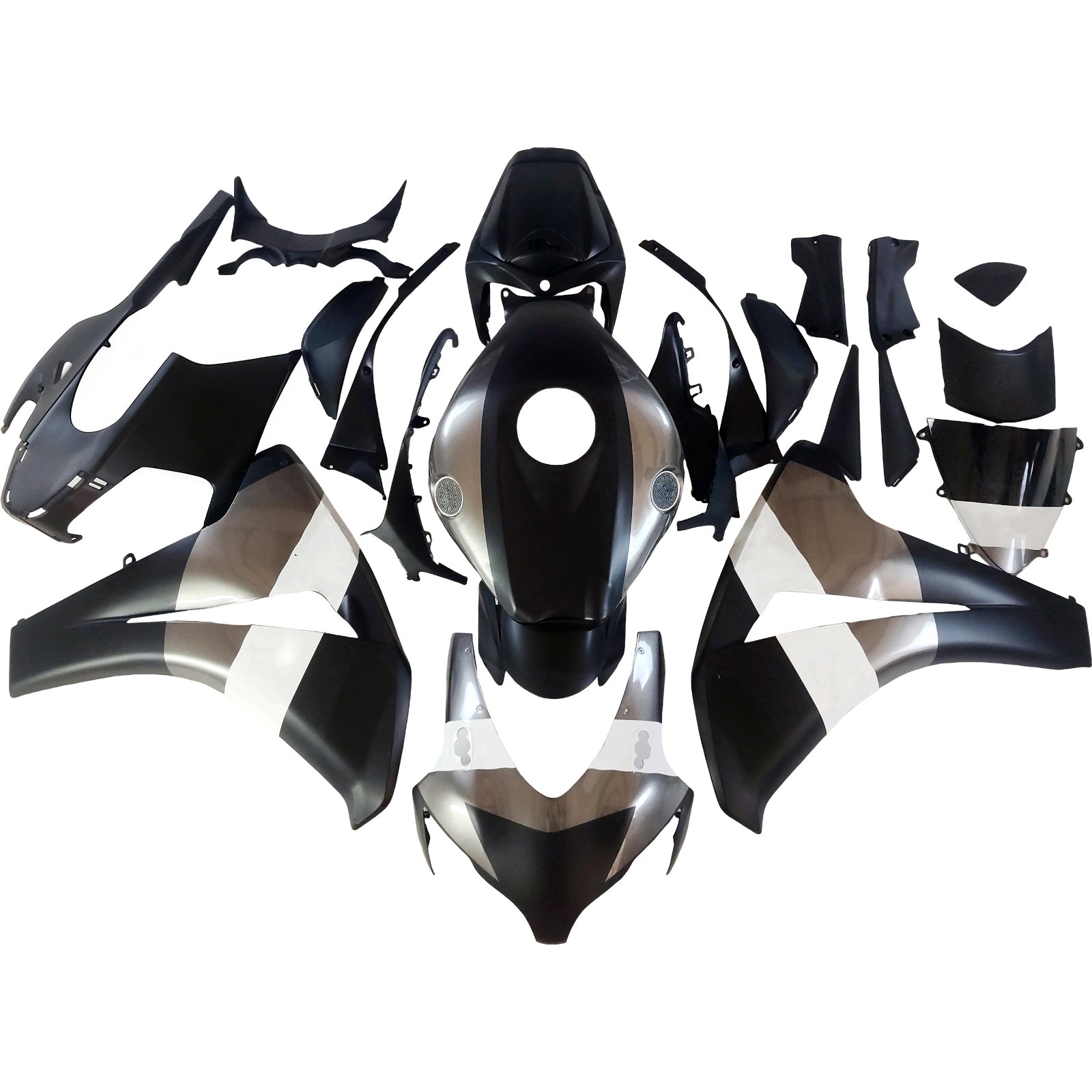 Amotopart 2008-2011 Honda CBR1000RR Black Silver Fairing Kit