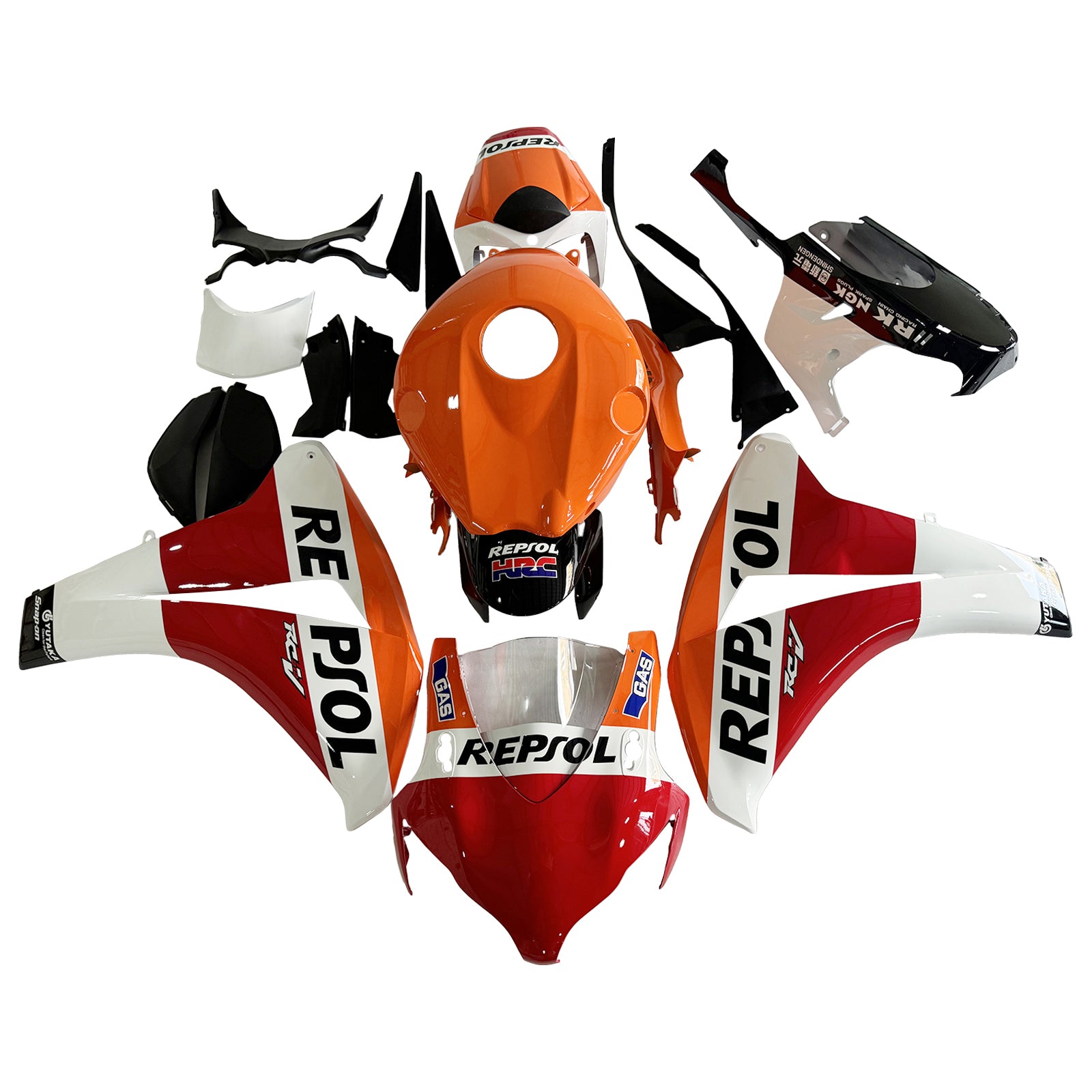 Amotopart Honda CBR1000RR 2008-2011 Kit carena Repjol rosso e arancione