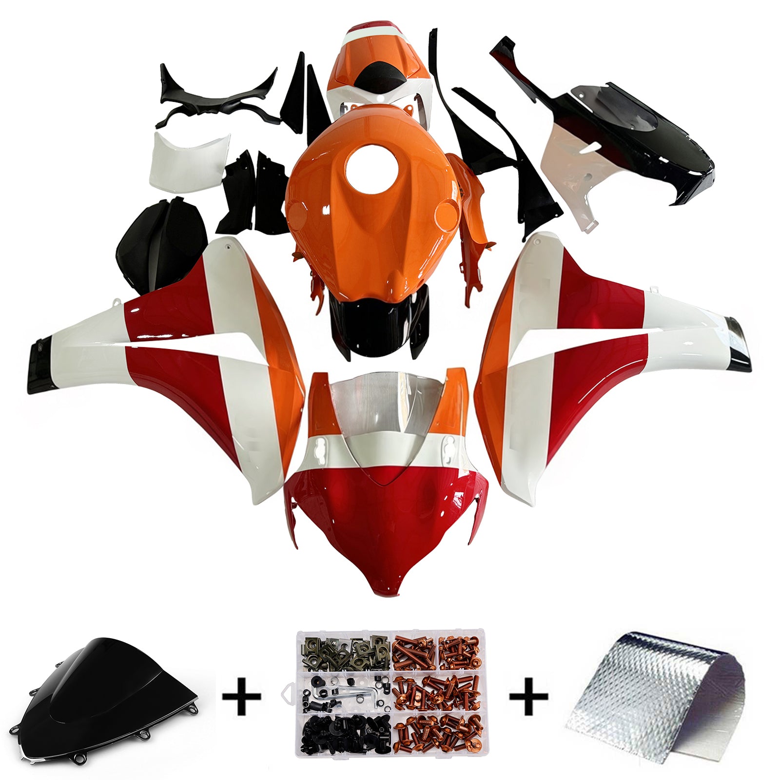 Amotopart Honda CBR1000RR 2008-2011 Red&Orange Fairing Kit