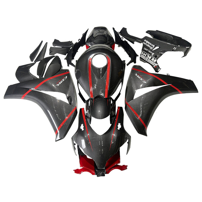 Amotopart Honda CBR1000RR 2008-2011 Carbon Fiber Look with Red Line Fairing Kit