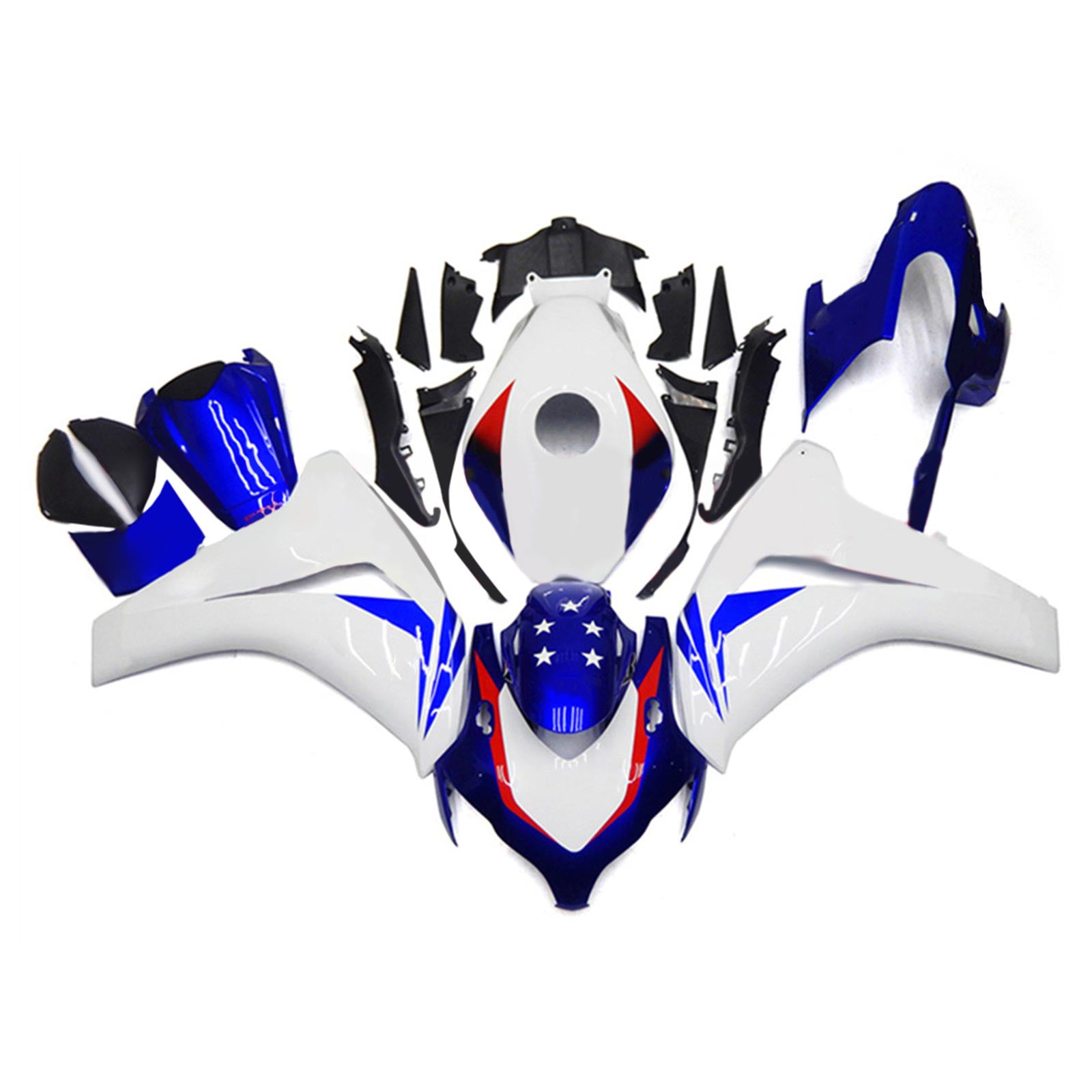 Amotopart 2008-2011 Honda CBR1000RR Blue&White Fairing Kit