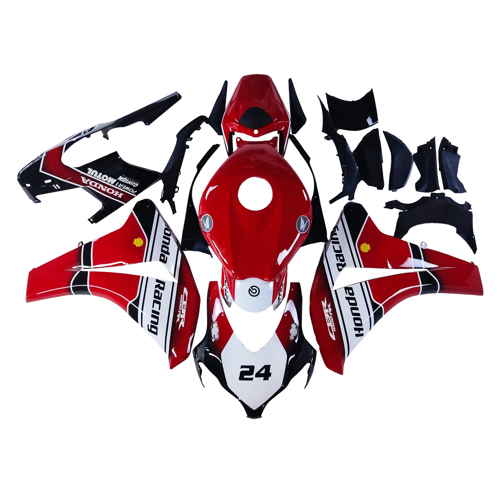 Amotopart Honda CBR1000RR Rouge 2008-2011&Kit de carénage blanc Style2
