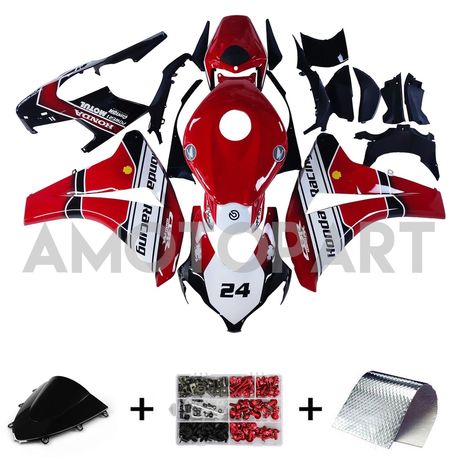 Amotopart 2008-2011 Honda CBR1000RR Red&White Style2 Fairing Kit