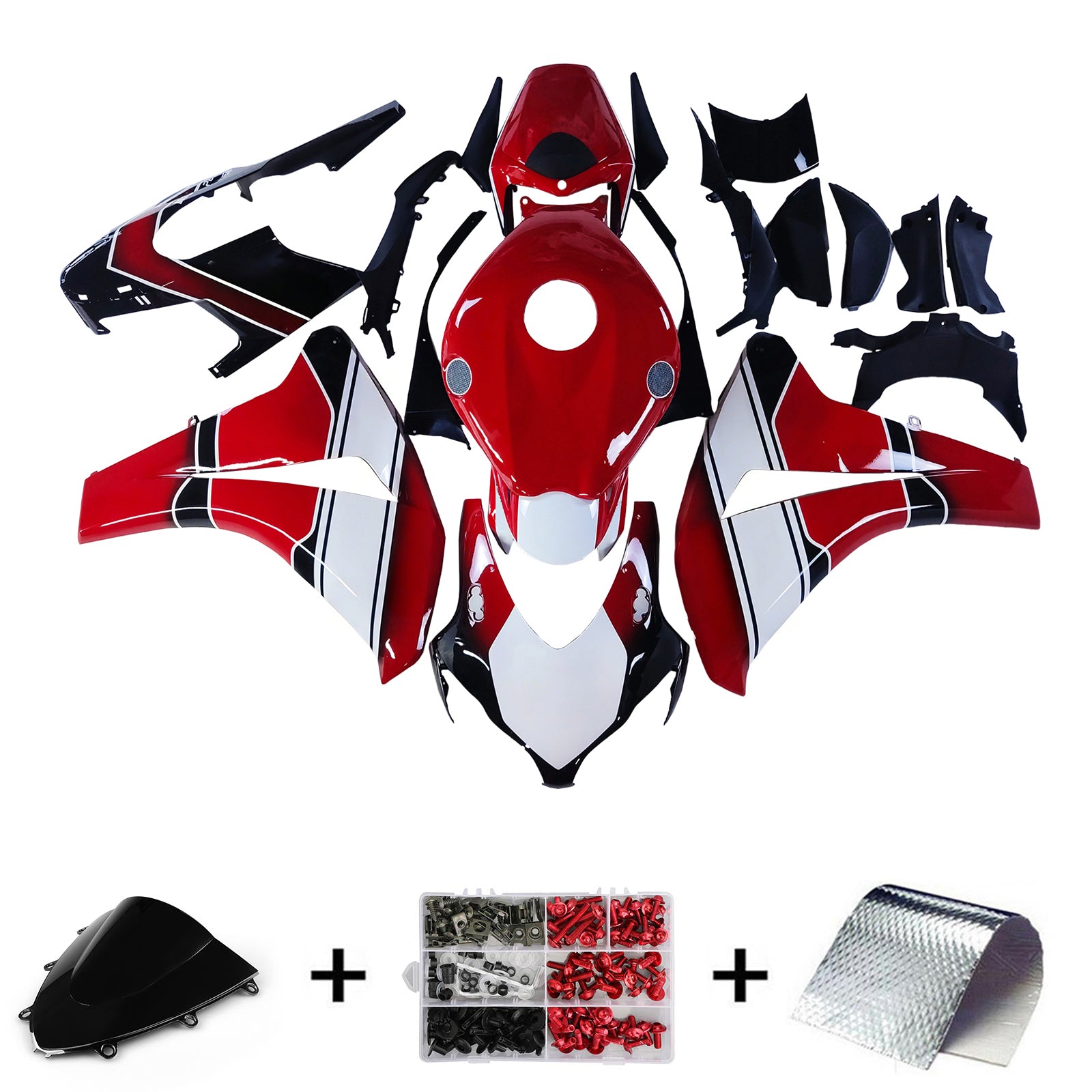 Amotopart 2008-2011 Honda CBR1000RR Red&White Style2 Fairing Kit