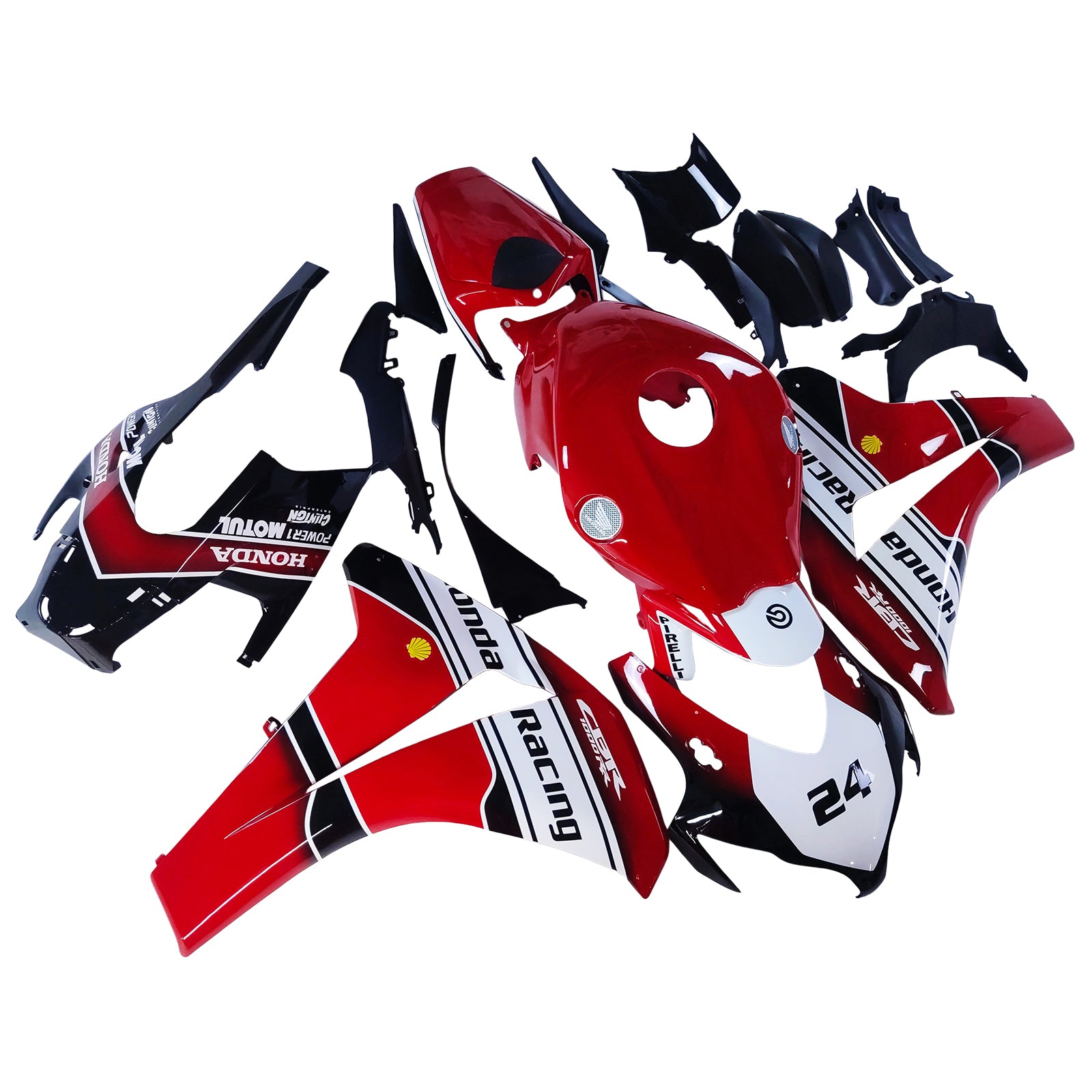 Amotopart Honda CBR1000RR Rouge 2008-2011&Kit de carénage blanc Style2