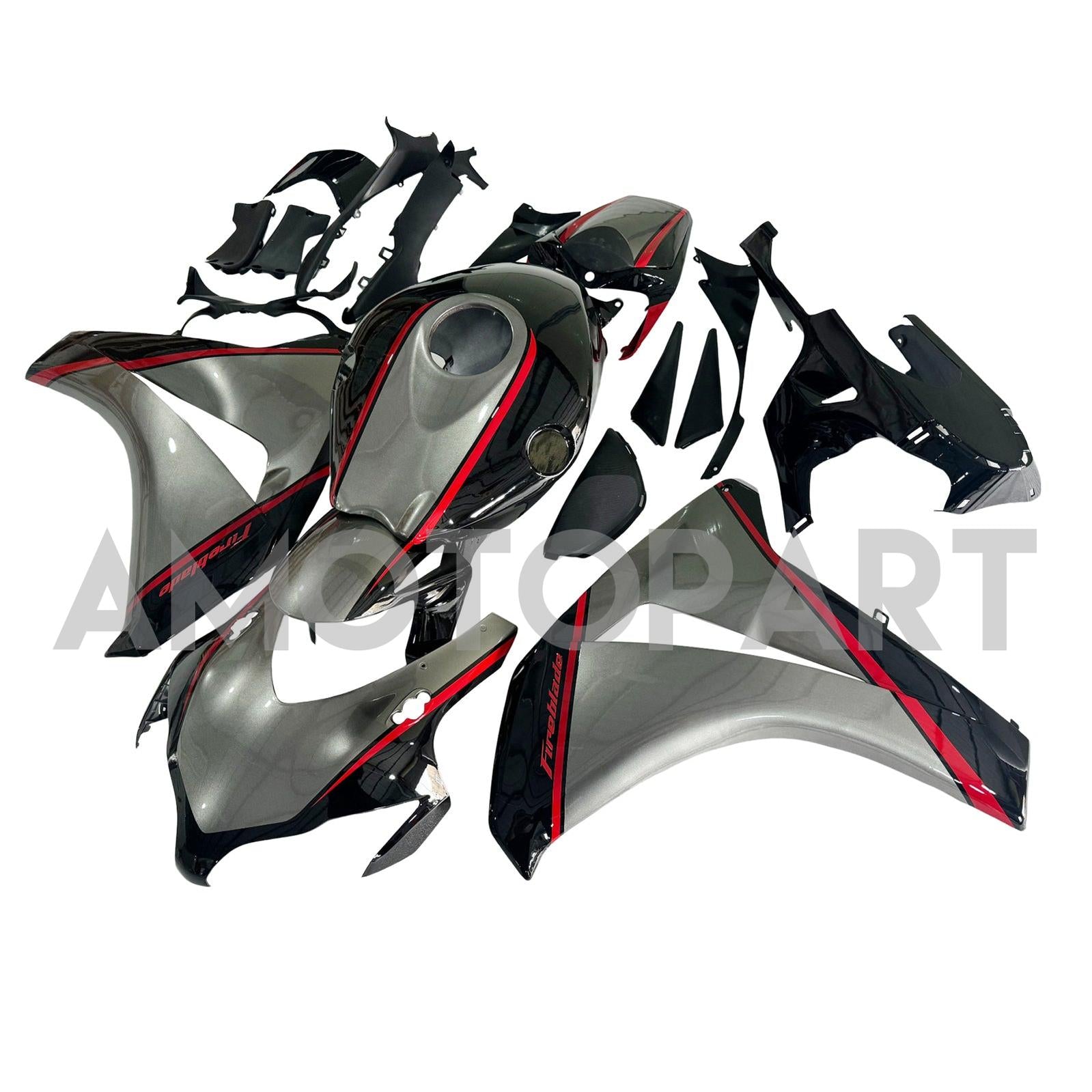 Amotopart 2008-2011 ホンダ CBR1000RR ダークグレー レッドストライプフェアリングキット付き