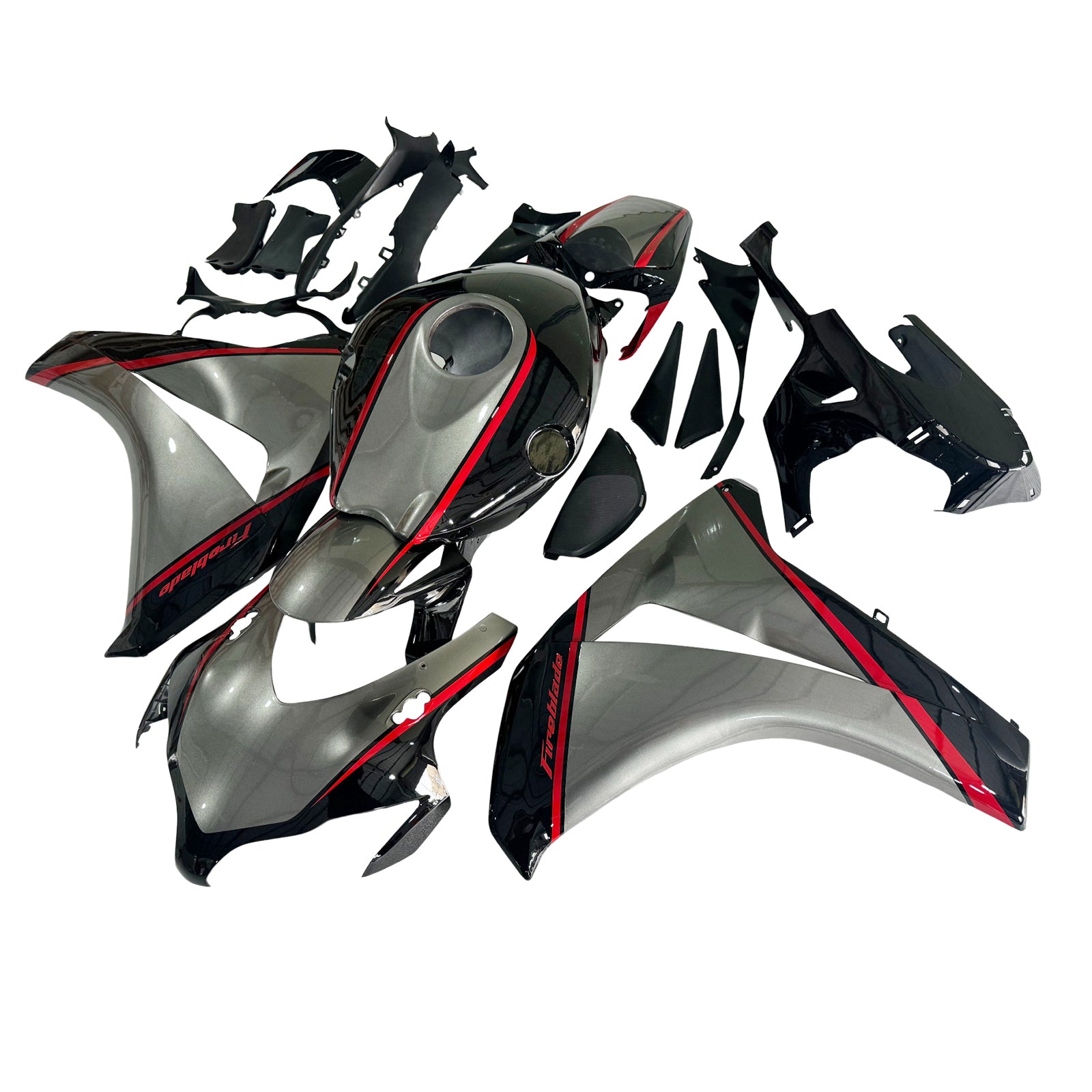 Amotopart 2008-2011 Honda CBR1000RR ciemnoszary z czerwonym zestawem owiewki Stripe