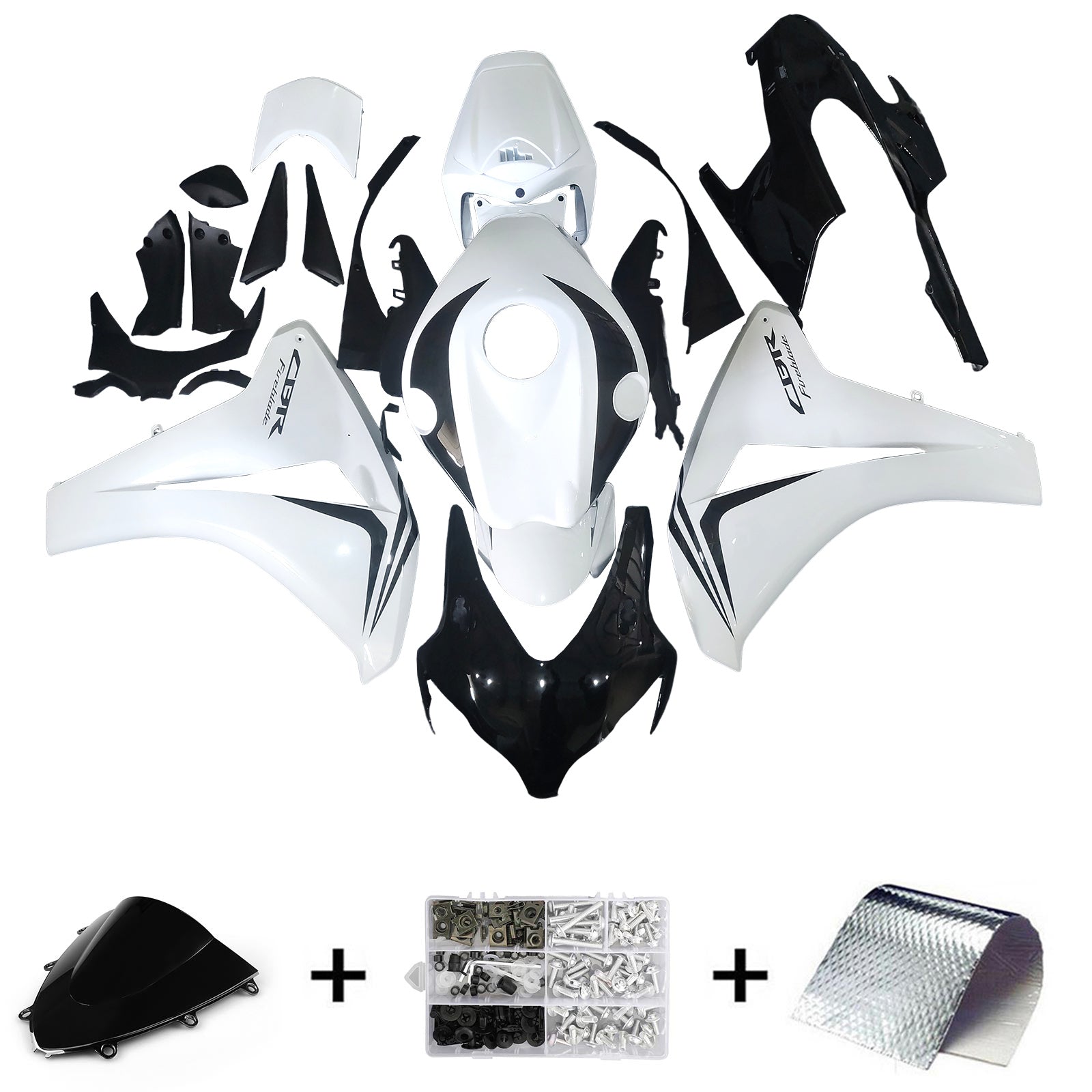 Amotopart 2008-2011 Honda CBR1000RR Blanco&BKit de carenado lack