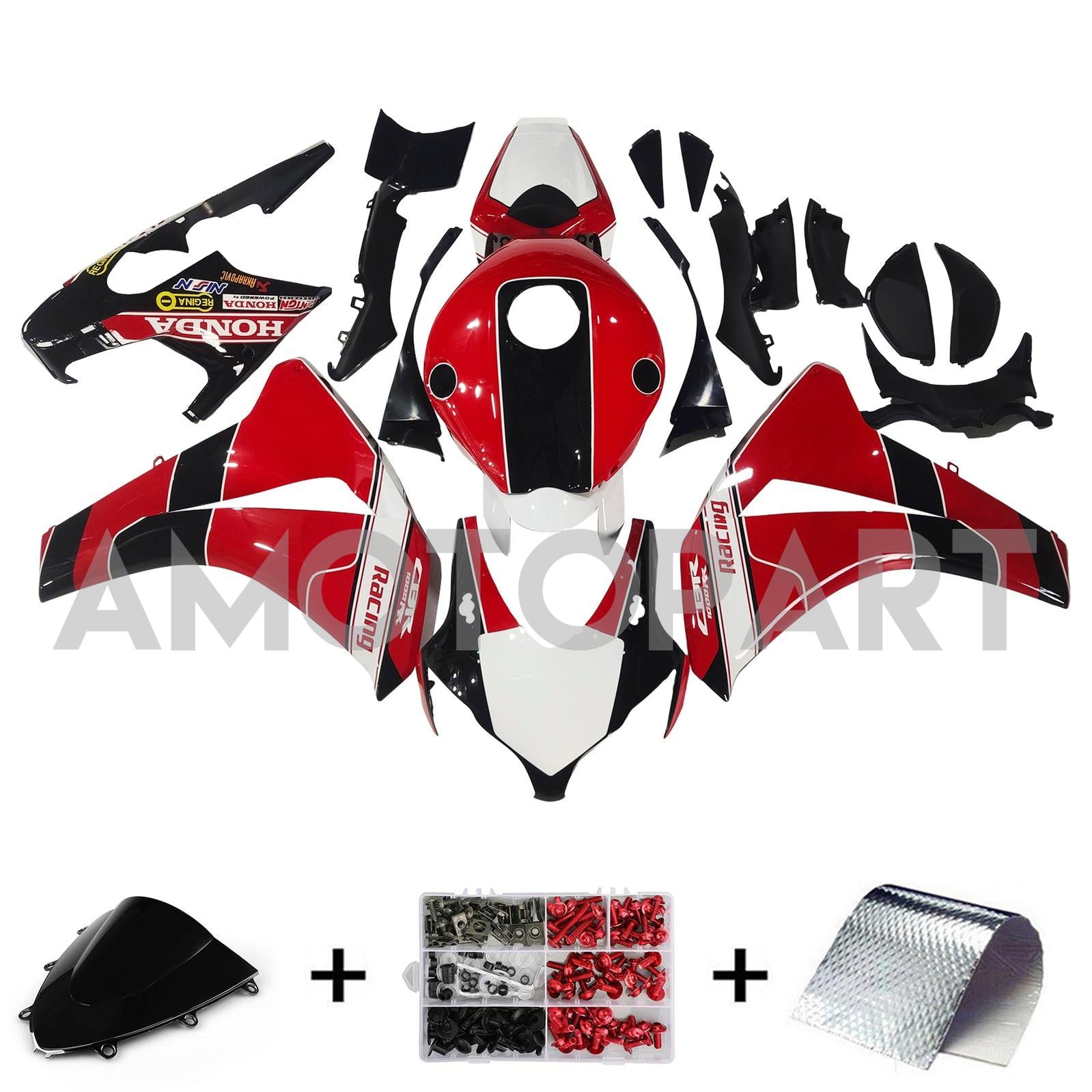 Amotopart 2008-2011 Honda CBR1000RR Red&Black Fairing Kit
